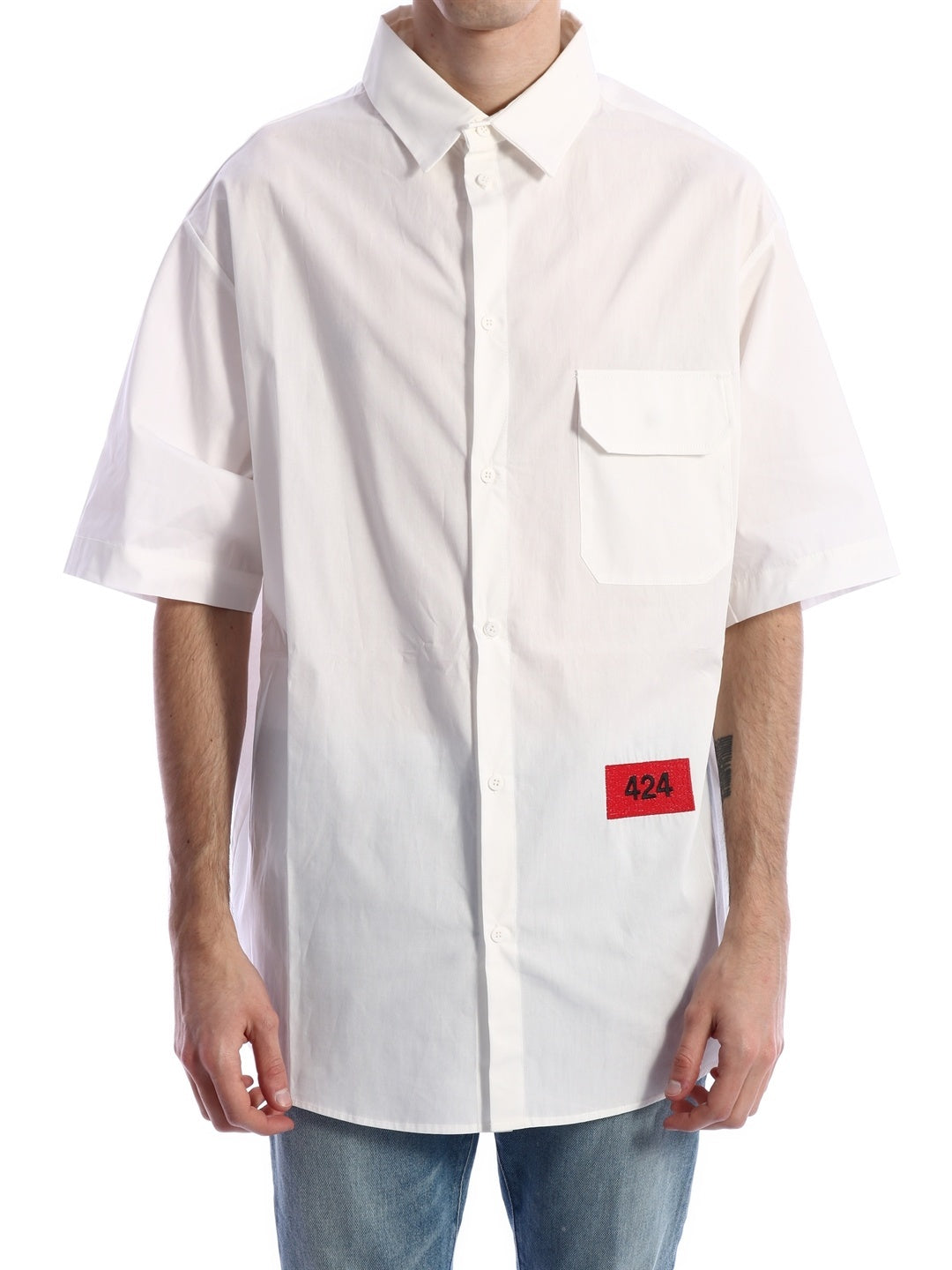 424-OUTLET-SALE-Logo Shirt White-ARCHIVIST