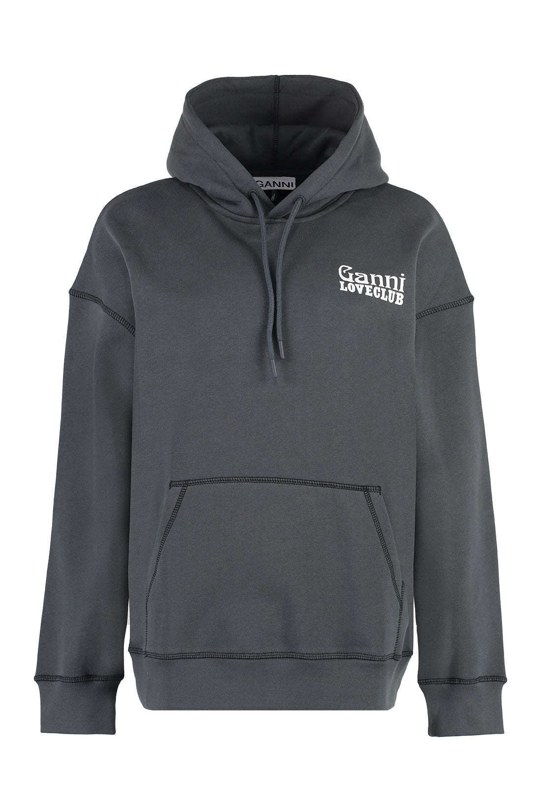 GANNI-OUTLET-SALE-Logo cotton hoodie-ARCHIVIST