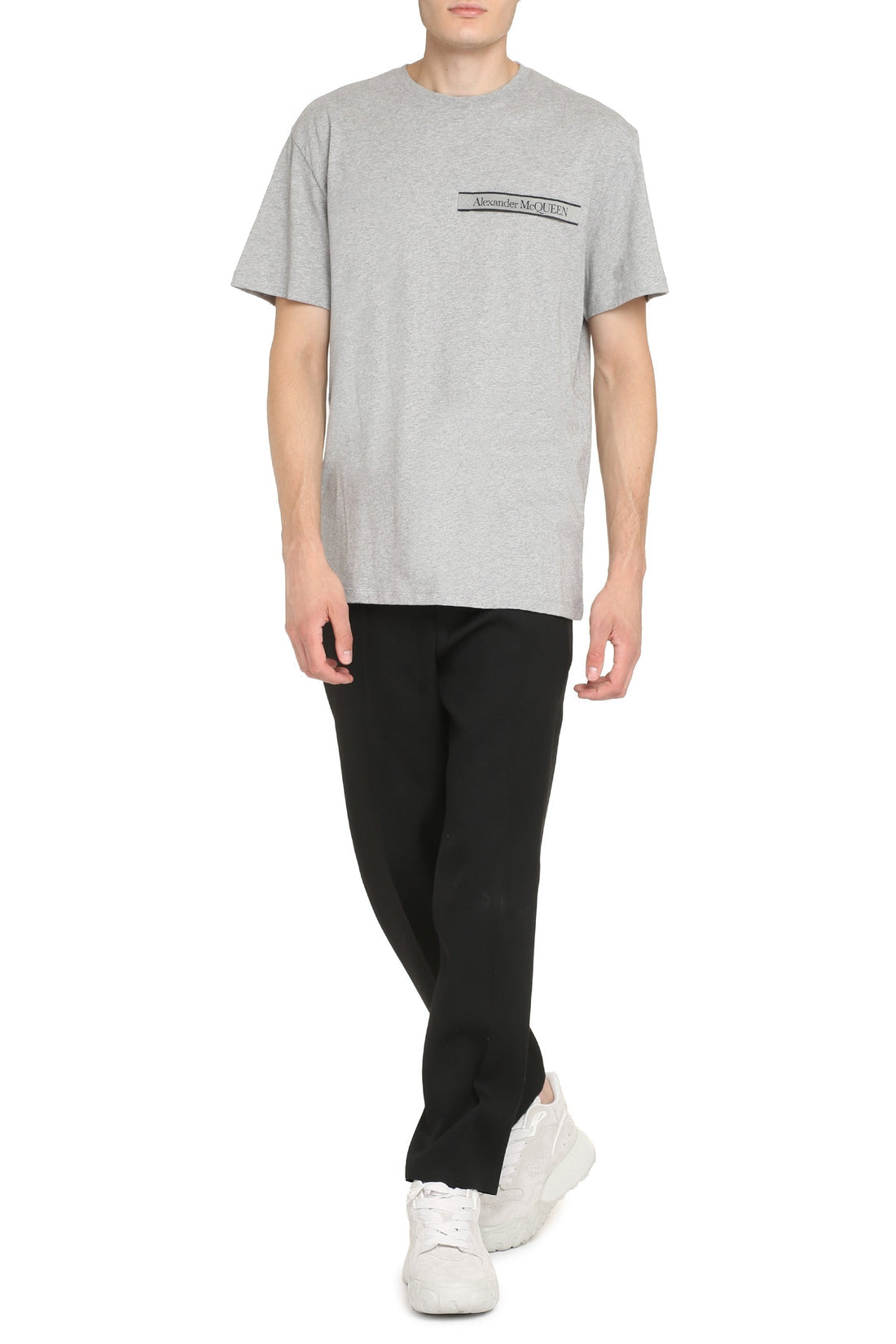 Alexander McQueen-OUTLET-SALE-Logo cotton t-shirt-ARCHIVIST