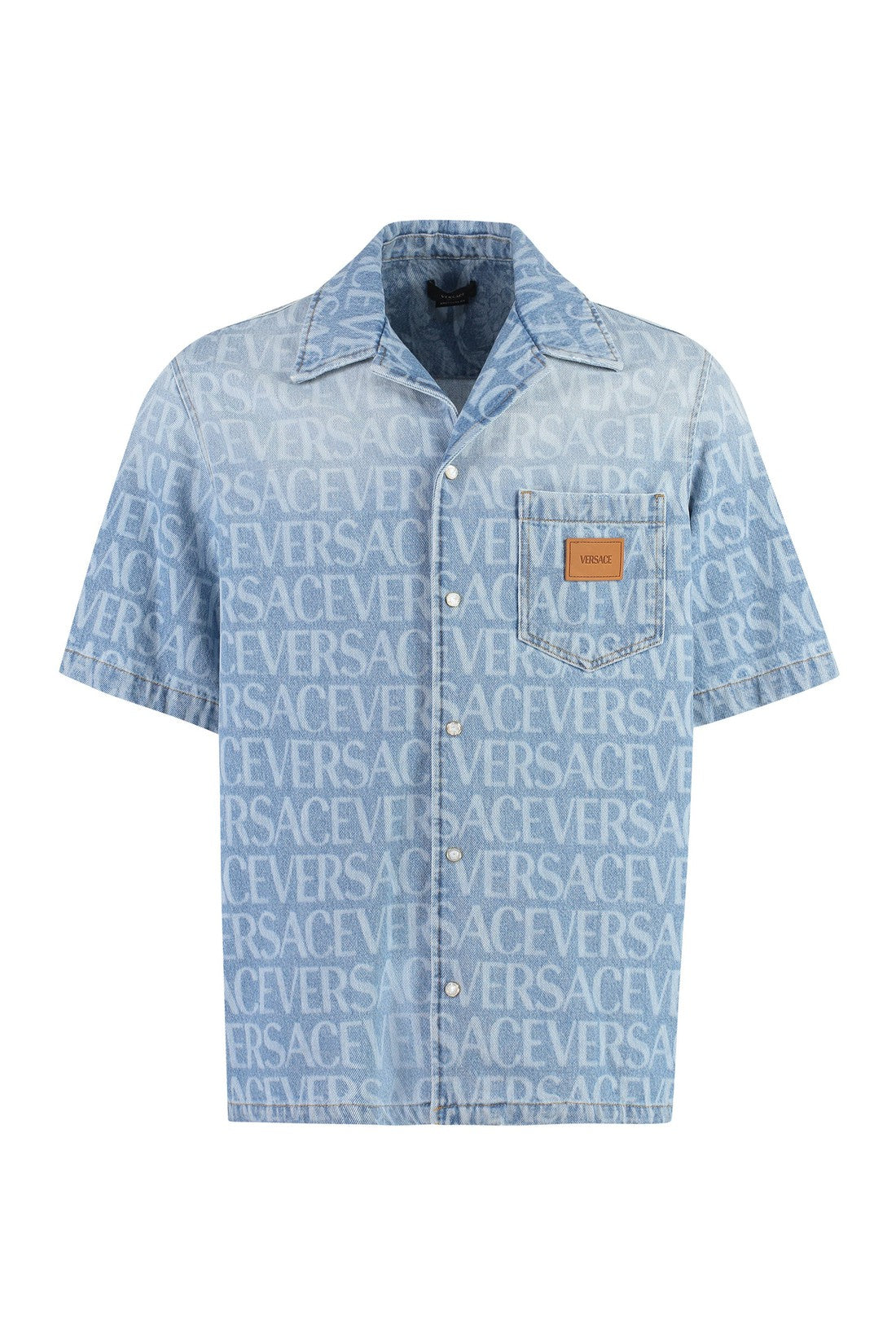 Versace-OUTLET-SALE-Logo detail denim shirt-ARCHIVIST