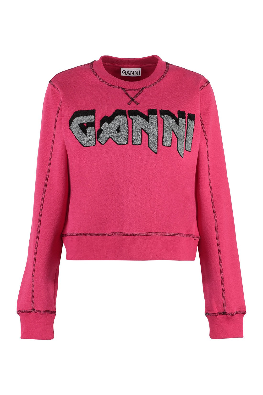 GANNI-OUTLET-SALE-Logo embroidered cotton sweatshirt-ARCHIVIST