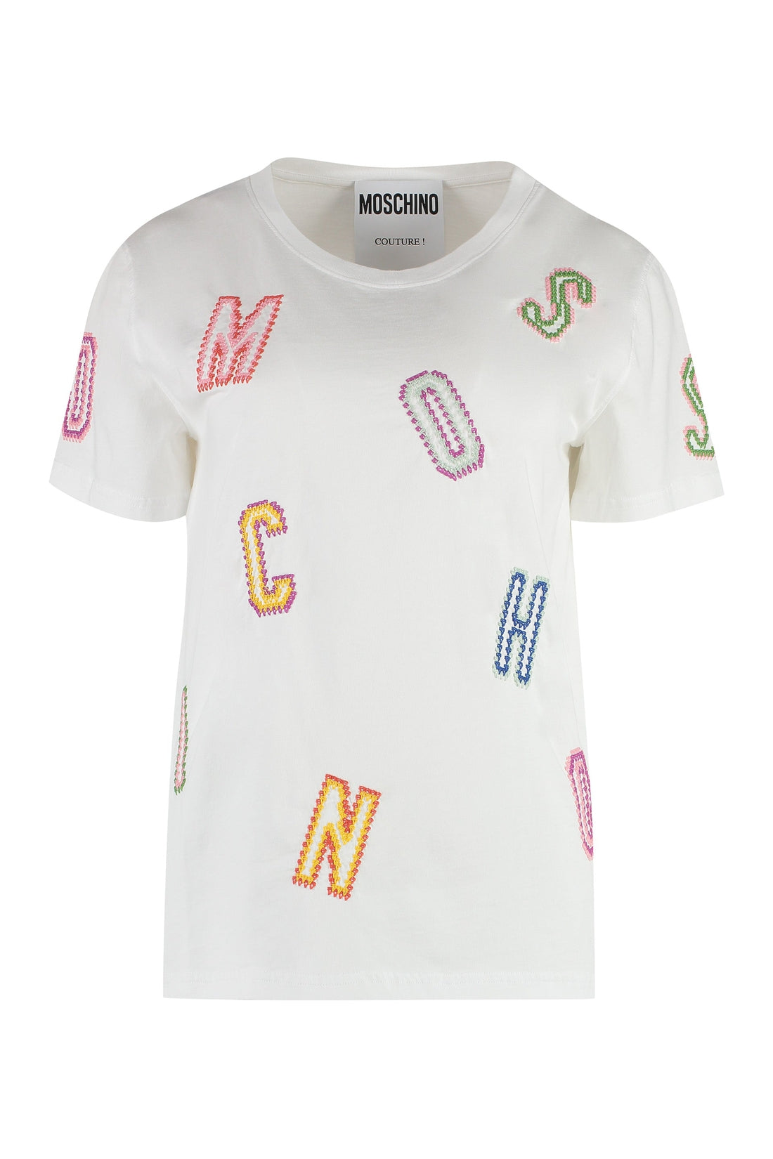 Moschino-OUTLET-SALE-Logo embroidery cotton t-shirt-ARCHIVIST