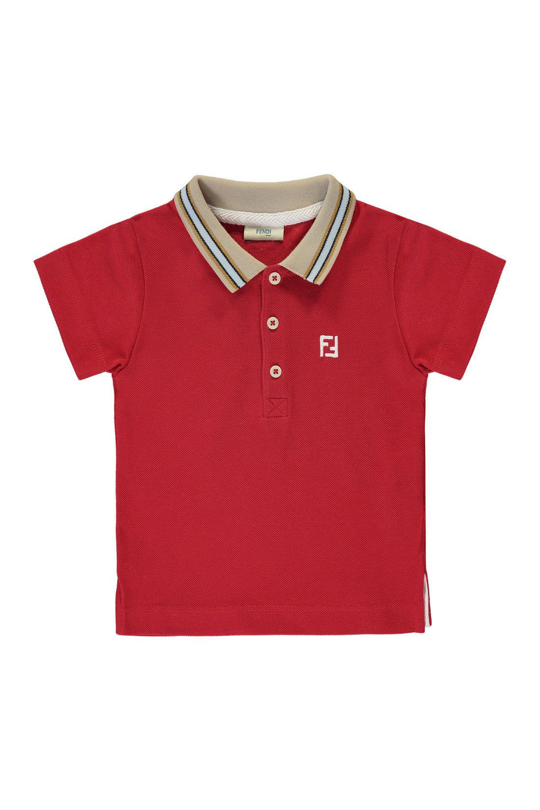 Fendi Kids-OUTLET-SALE-Logo print cotton polo shirt-ARCHIVIST