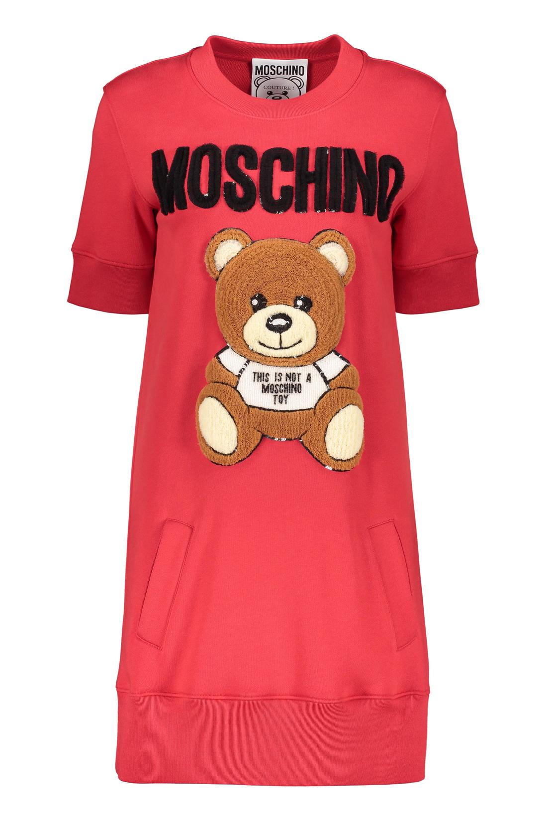 Moschino-OUTLET-SALE-Logo print cotton sweatdress-ARCHIVIST
