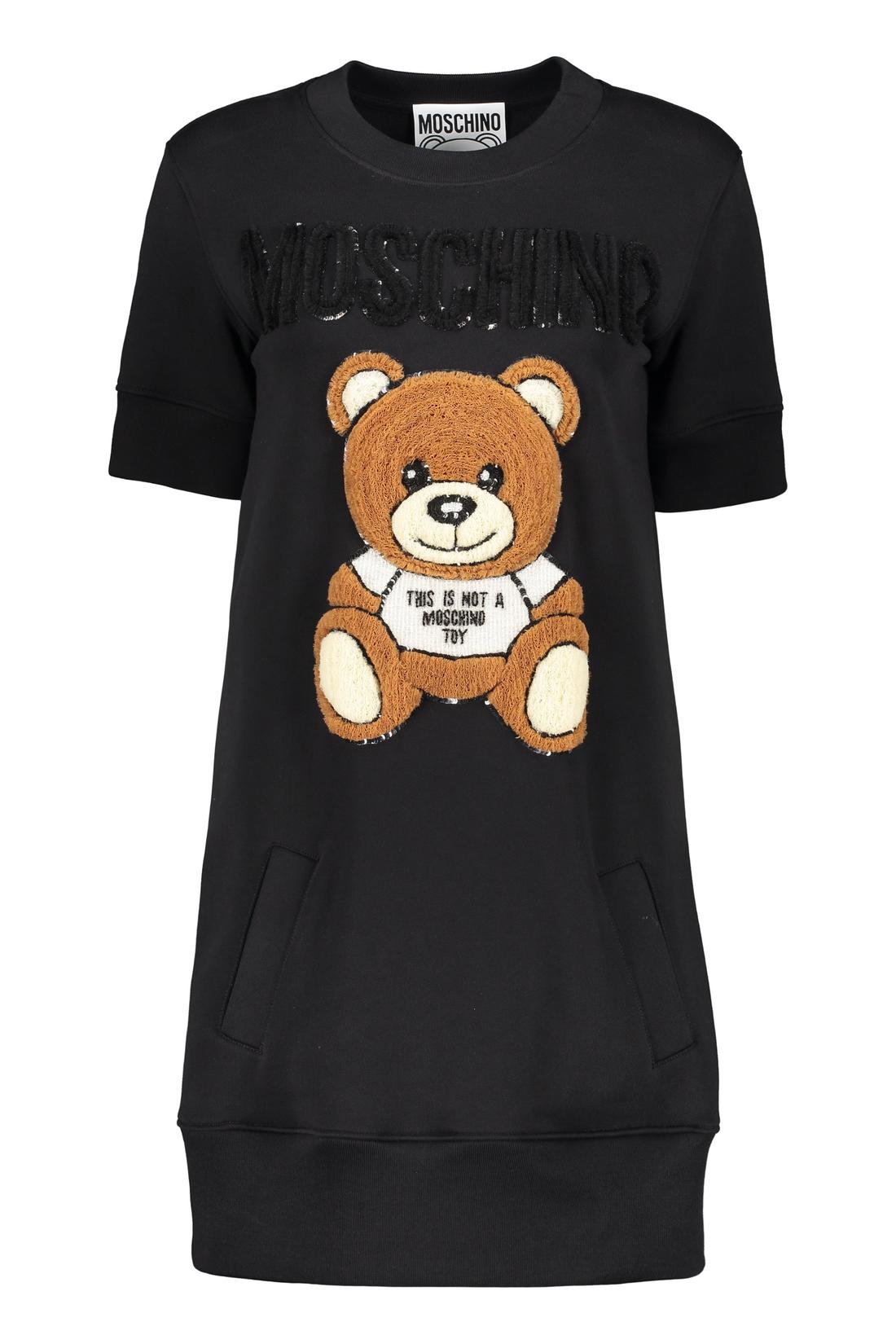 Moschino-OUTLET-SALE-Logo print cotton sweatdress-ARCHIVIST