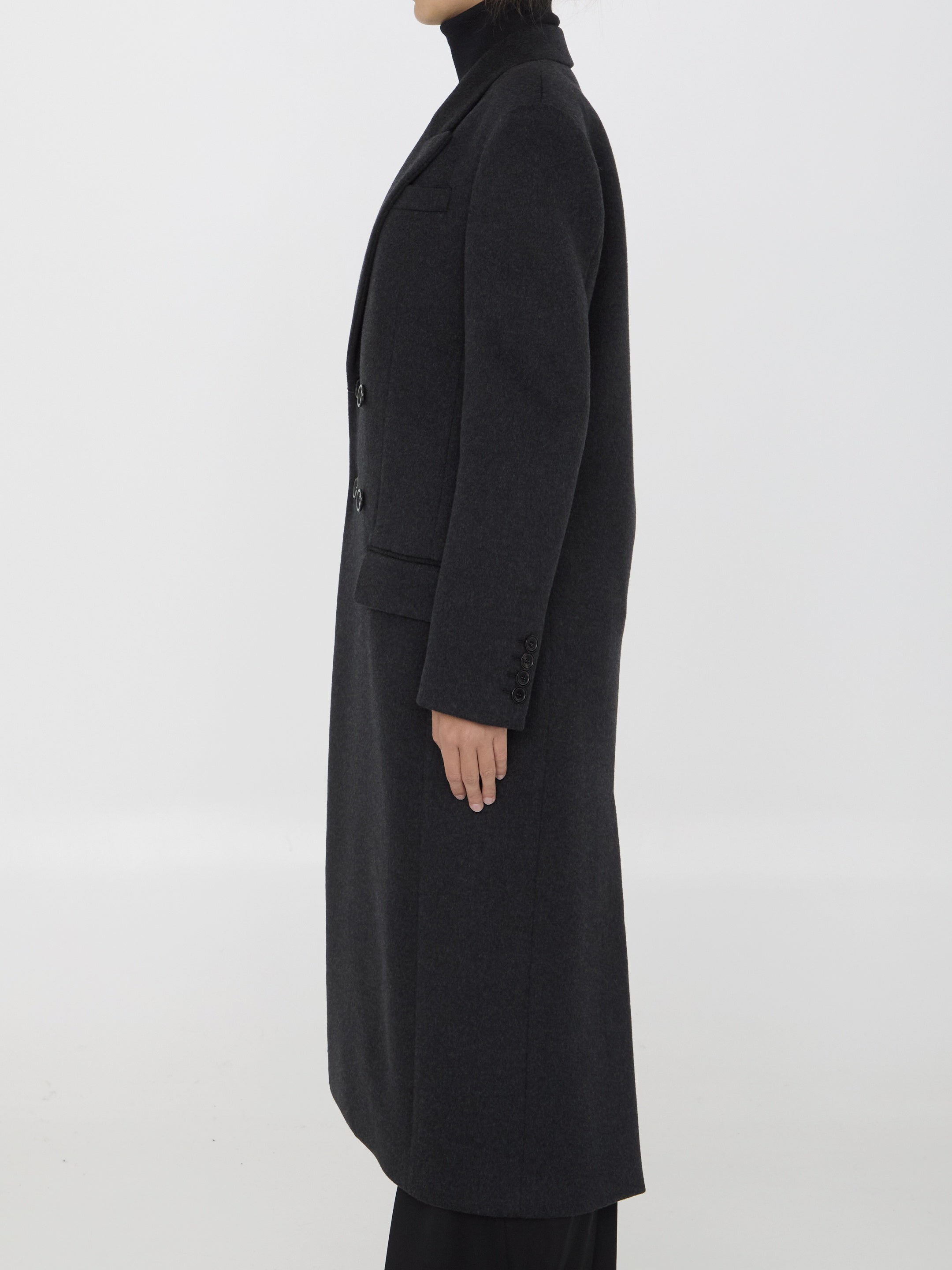 SAINT LAURENT-OUTLET-SALE-Long coat in cashmere and wool-ARCHIVIST