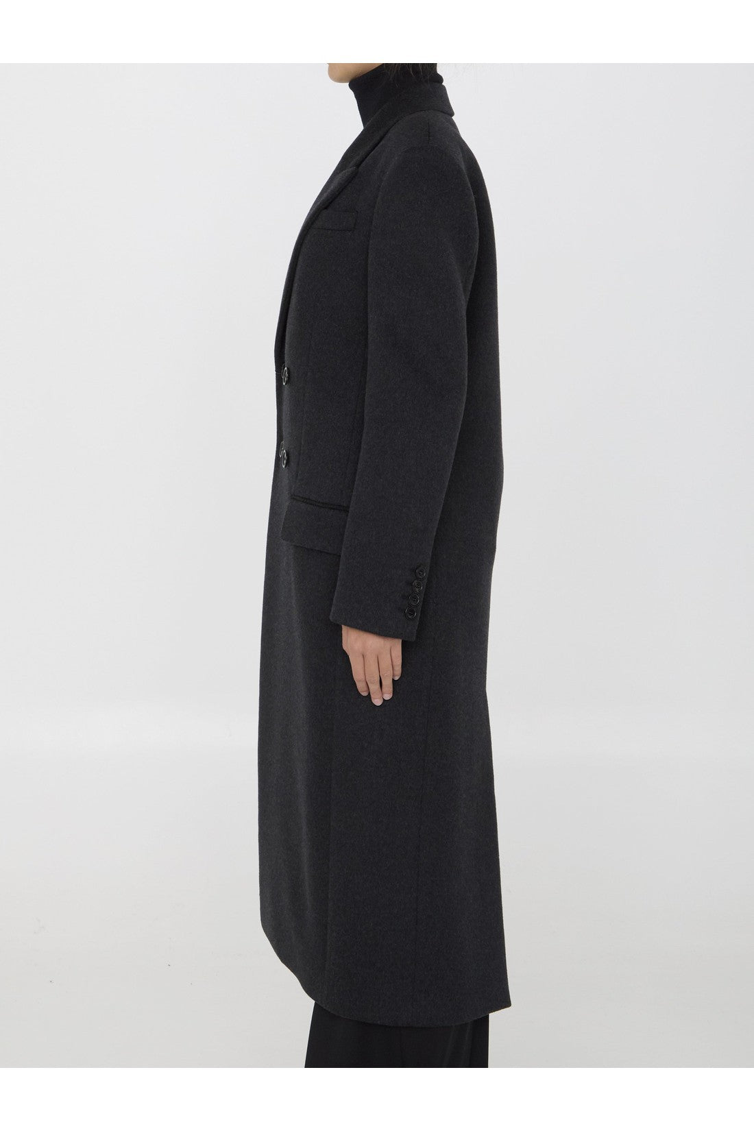 Saint Laurent-OUTLET-SALE-Long coat in cashmere and wool-ARCHIVIST