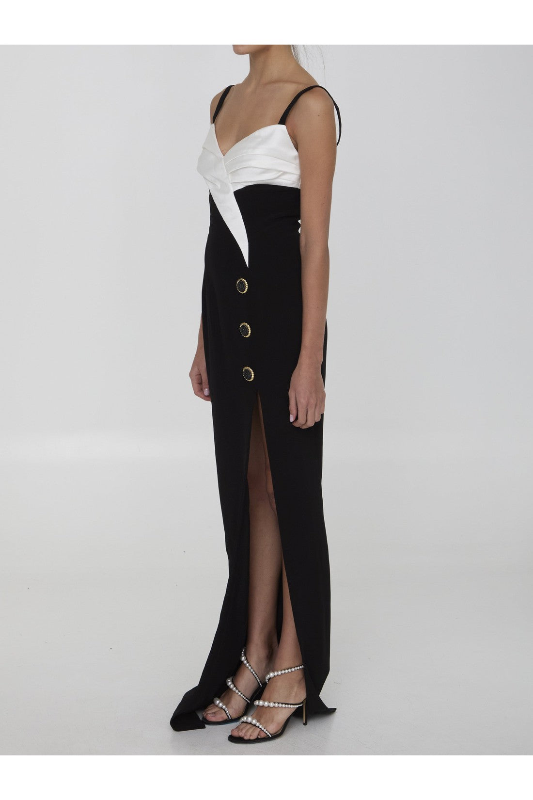 BALMAIN-OUTLET-SALE-Long dress in crêpe-ARCHIVIST