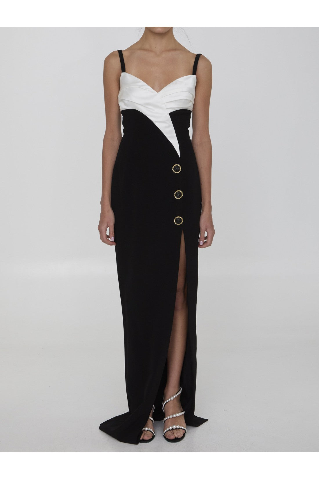 BALMAIN-OUTLET-SALE-Long dress in crêpe-ARCHIVIST