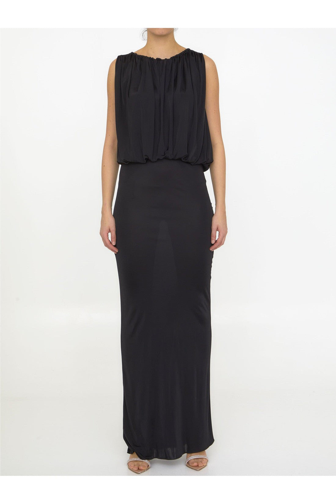 SAINT LAURENT-OUTLET-SALE-Long dress in shiny jersey-ARCHIVIST