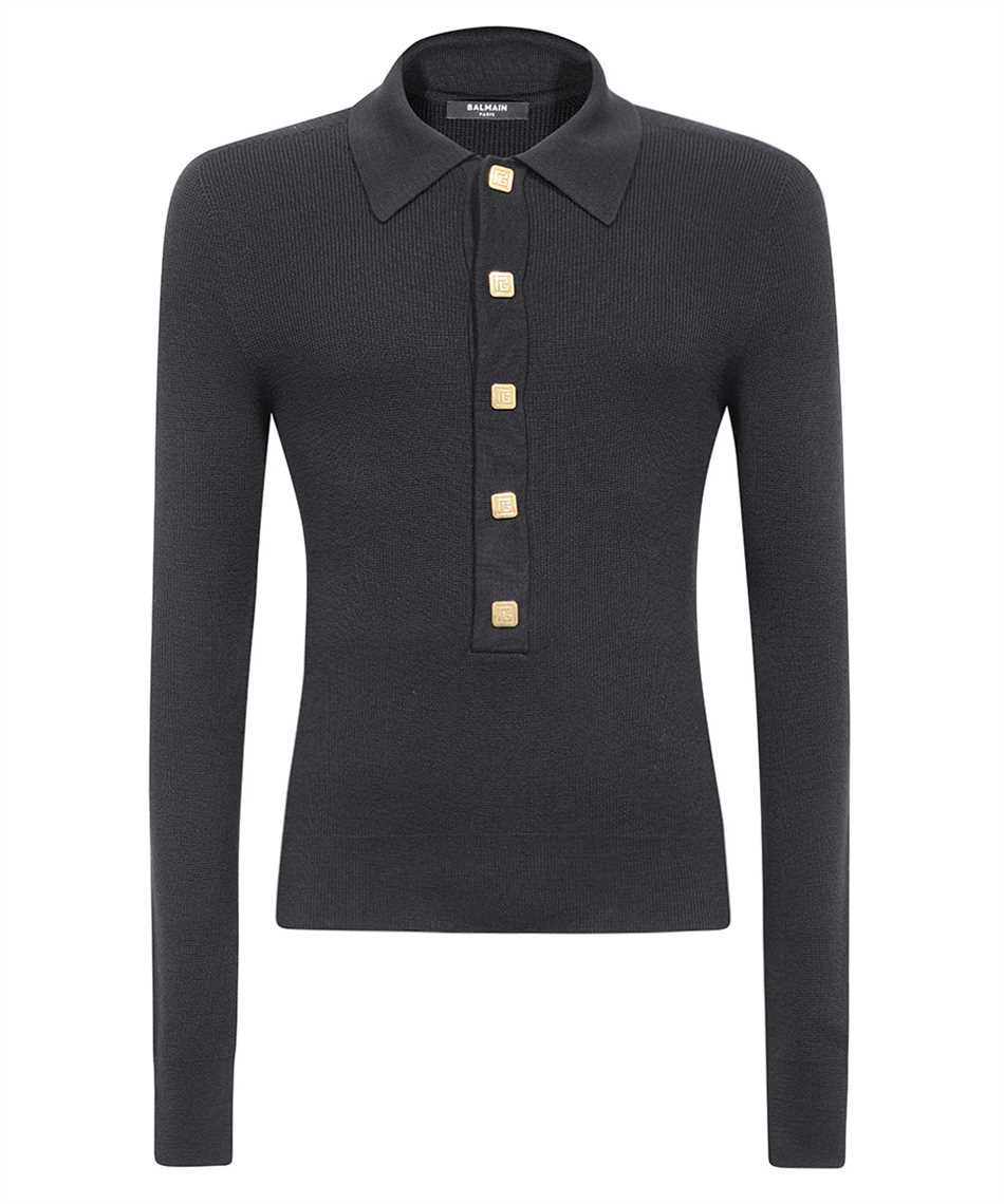 Balmain-OUTLET-SALE-Long sleeve wool polo shirt-ARCHIVIST