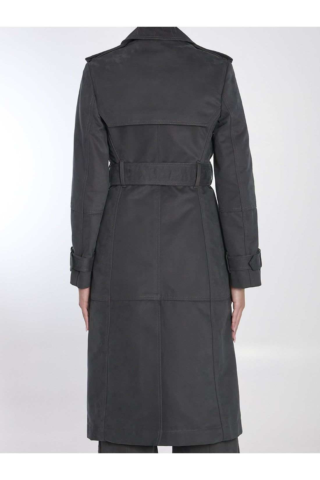 BURBERRY-OUTLET-SALE-Long trench coat in cotton and nylon-ARCHIVIST