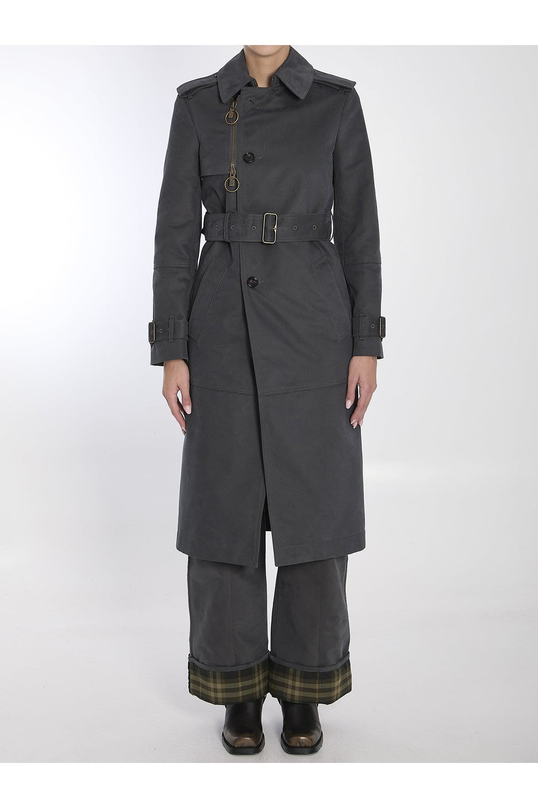 BURBERRY-OUTLET-SALE-Long trench coat in cotton and nylon-ARCHIVIST