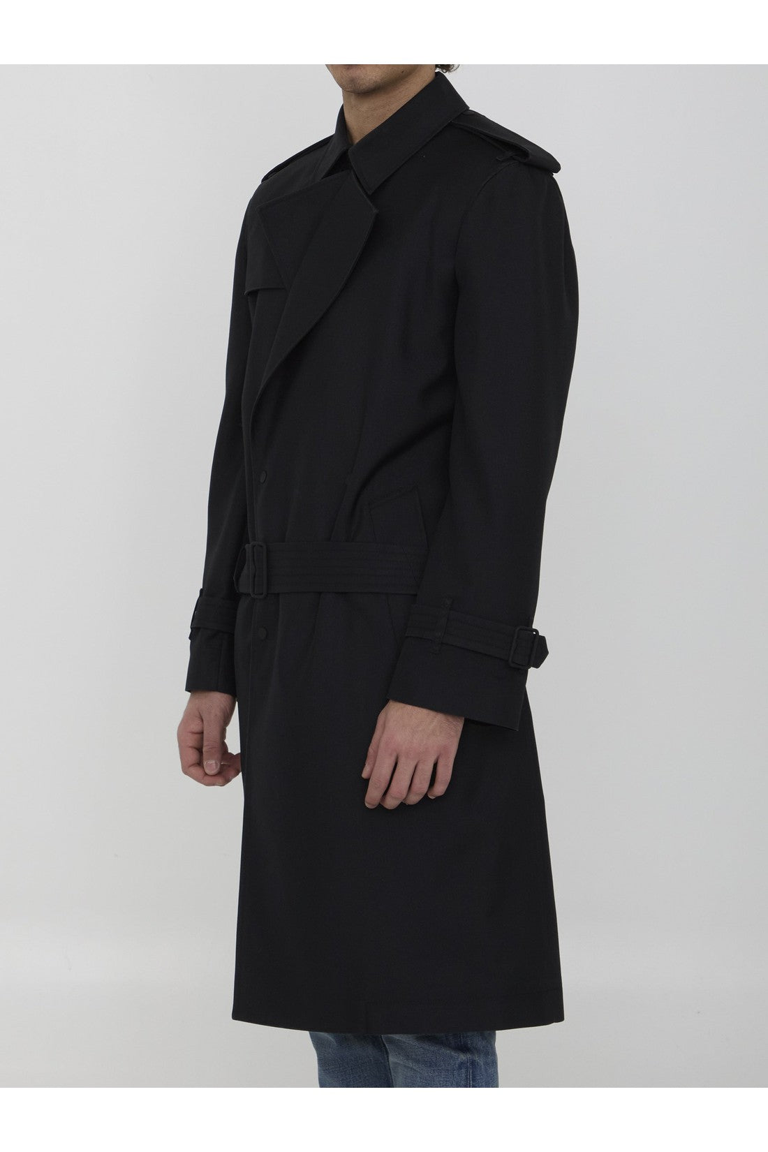 BURBERRY-OUTLET-SALE-Long trench coat in silk blend-ARCHIVIST