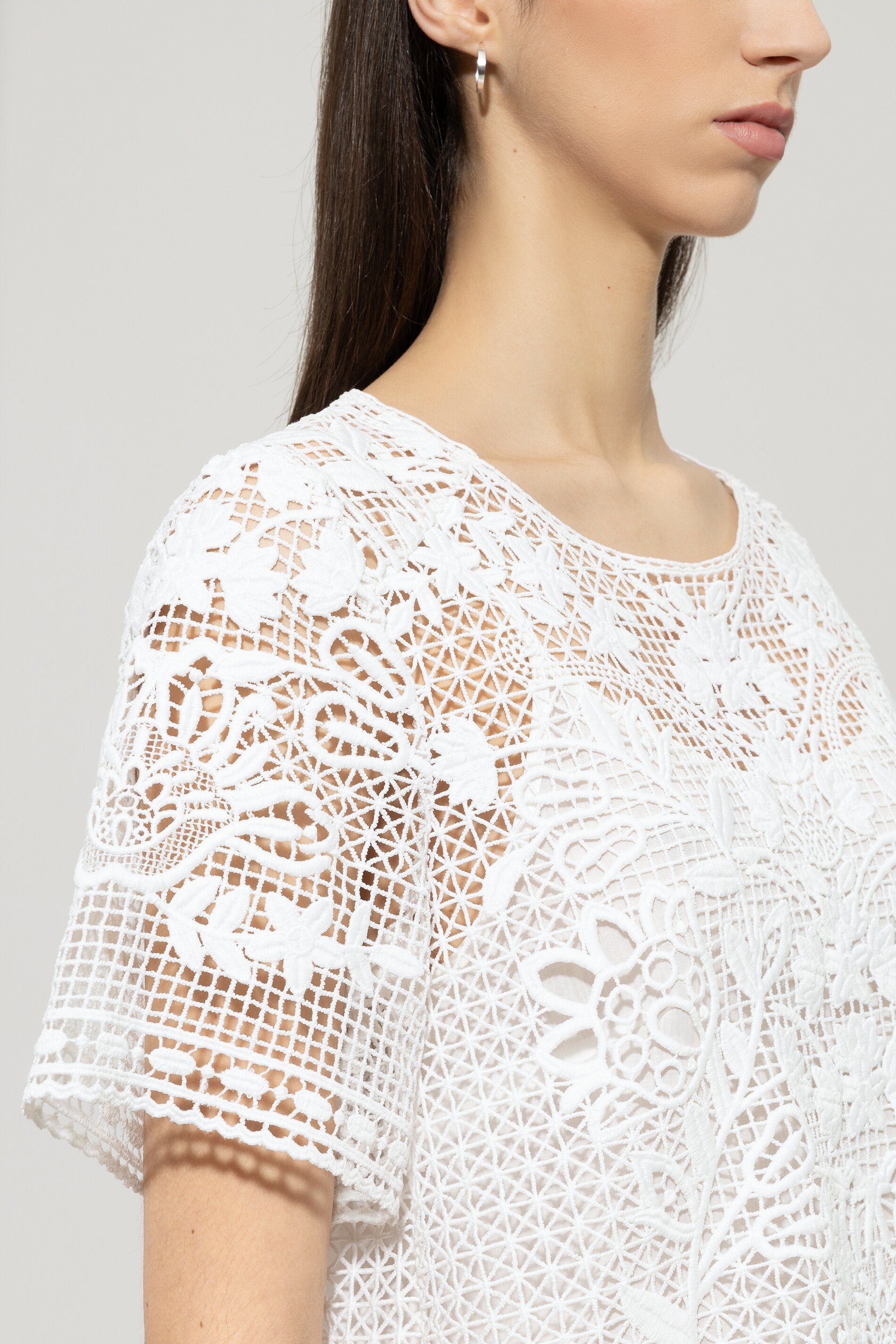 Spitzen-Bluse mit Stickerei