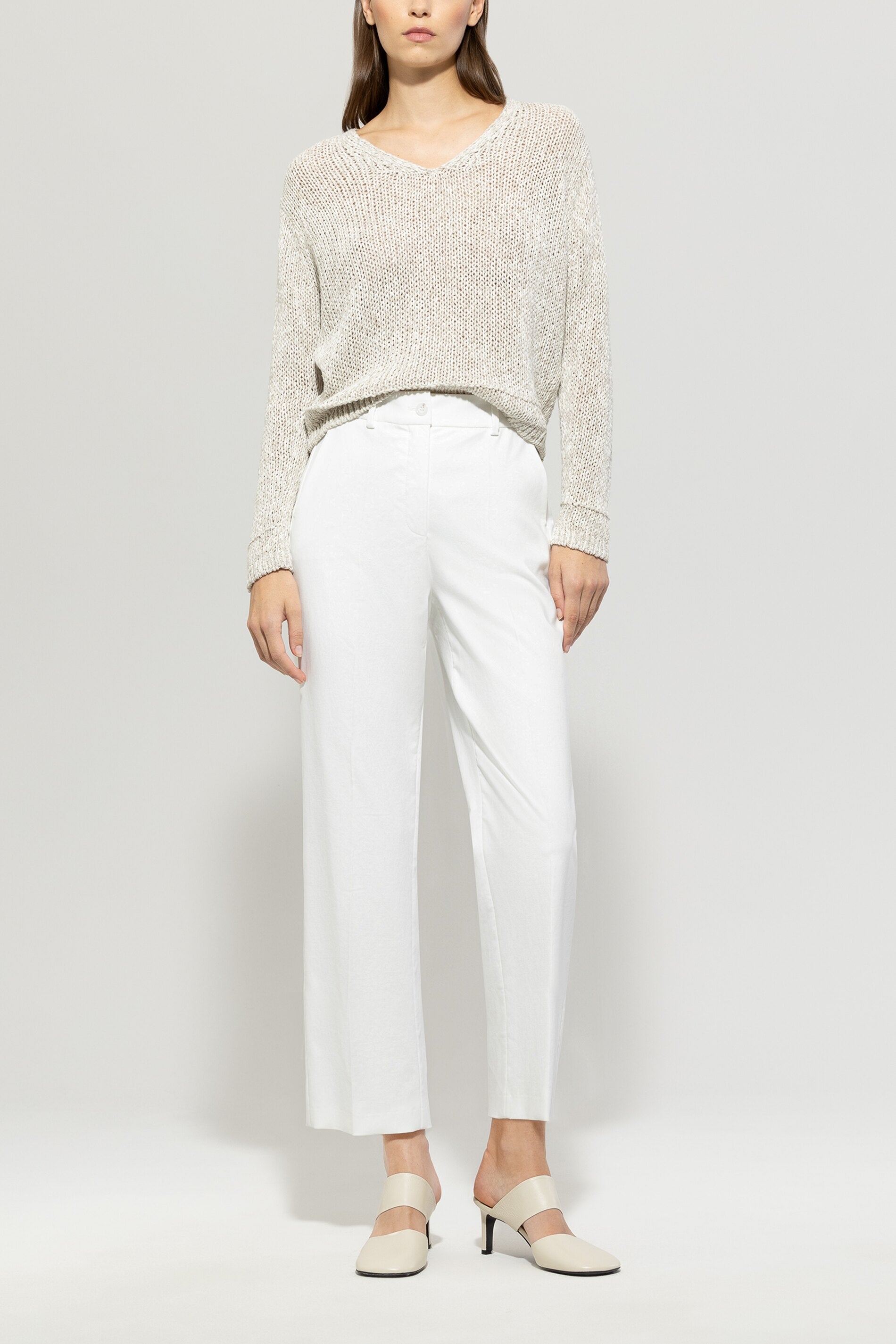 Luisa Cerano-V-Pullover aus Leinen-Mix-Strick & Pullover-Black-Deal-Outlet-by-ARCHIVIST