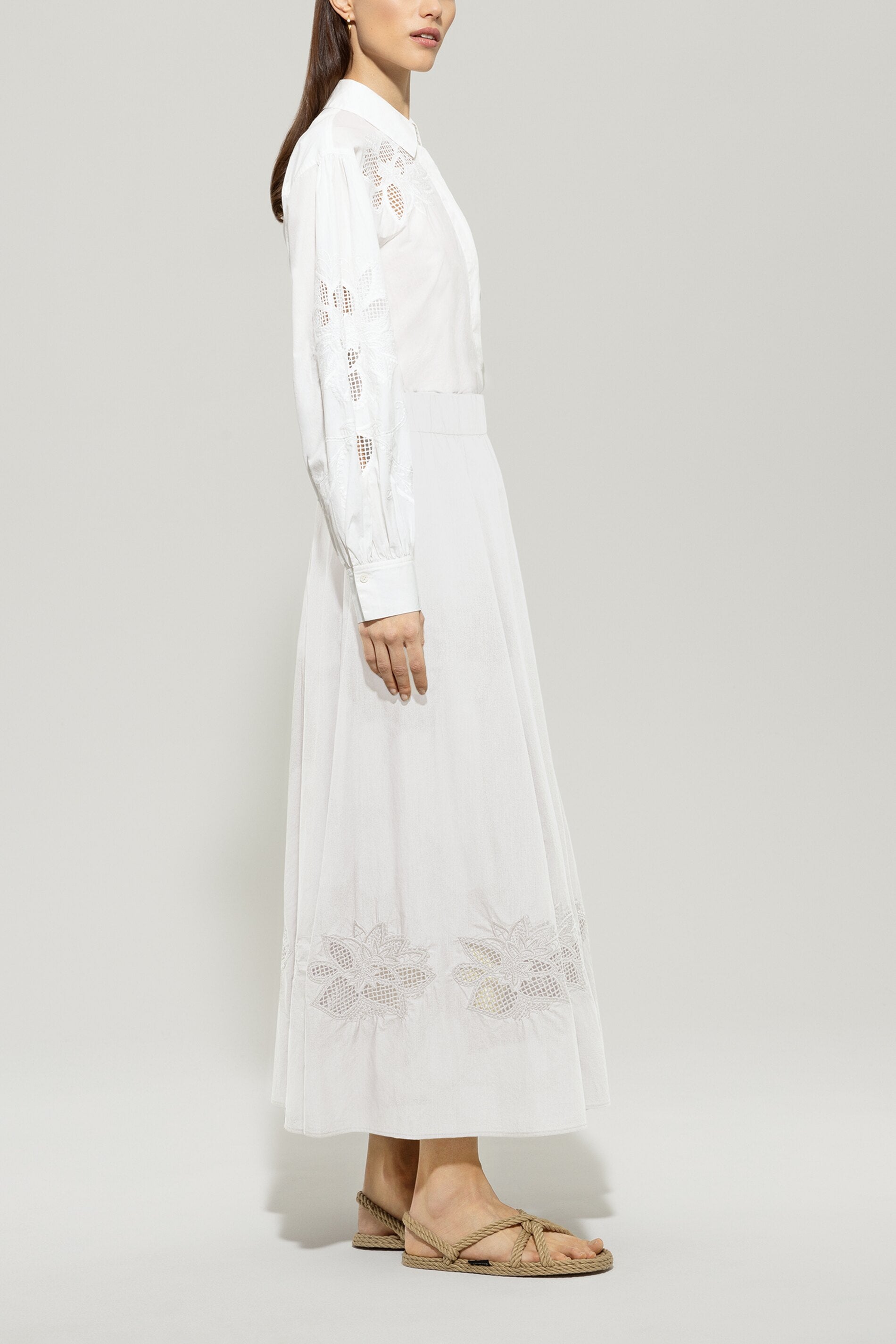 Langarm-Bluse mit Stickerei