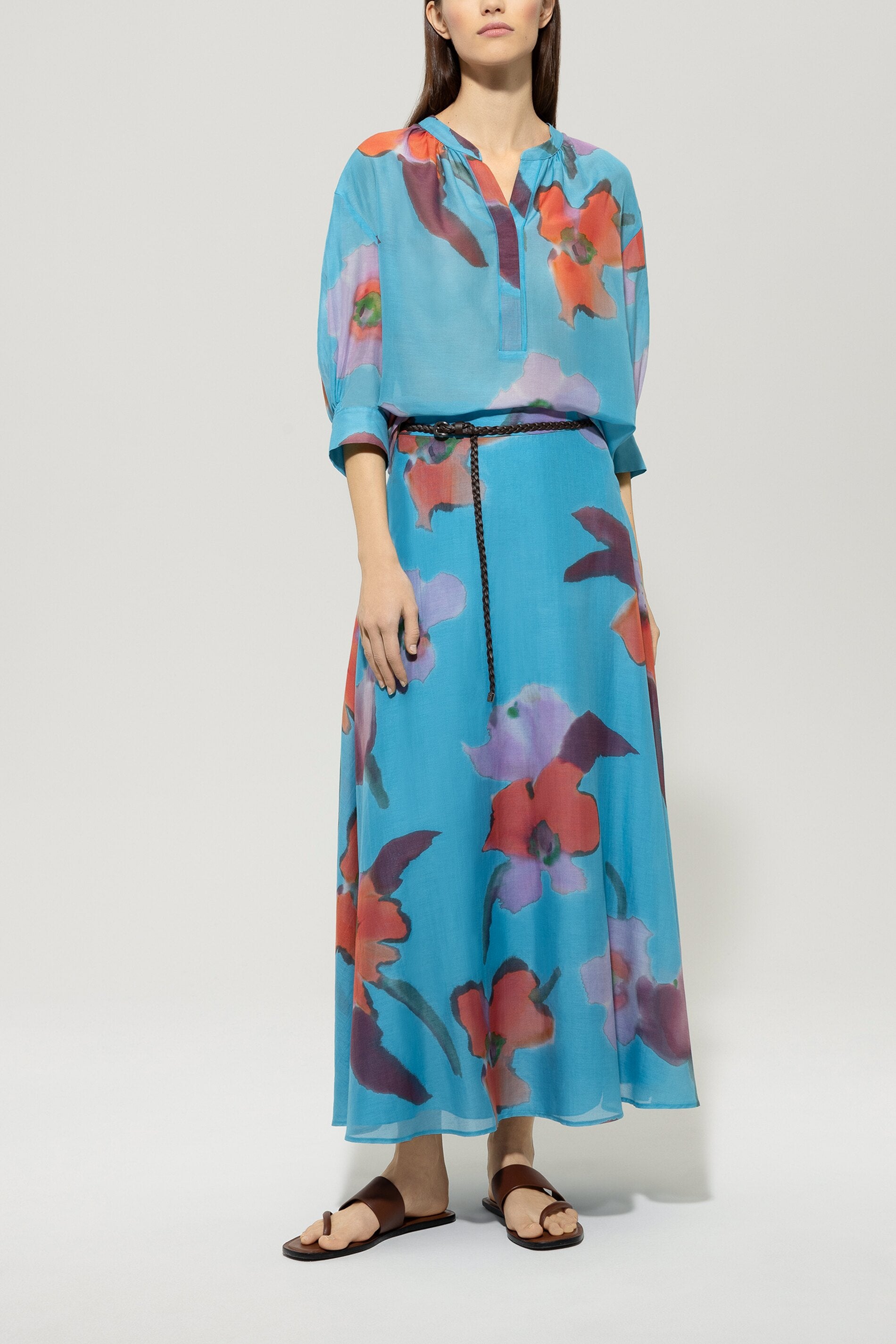 Bahnenrock mit Hibiskus-Print-Kleider & Röcke-Luisa Cerano-ARCHIVIST