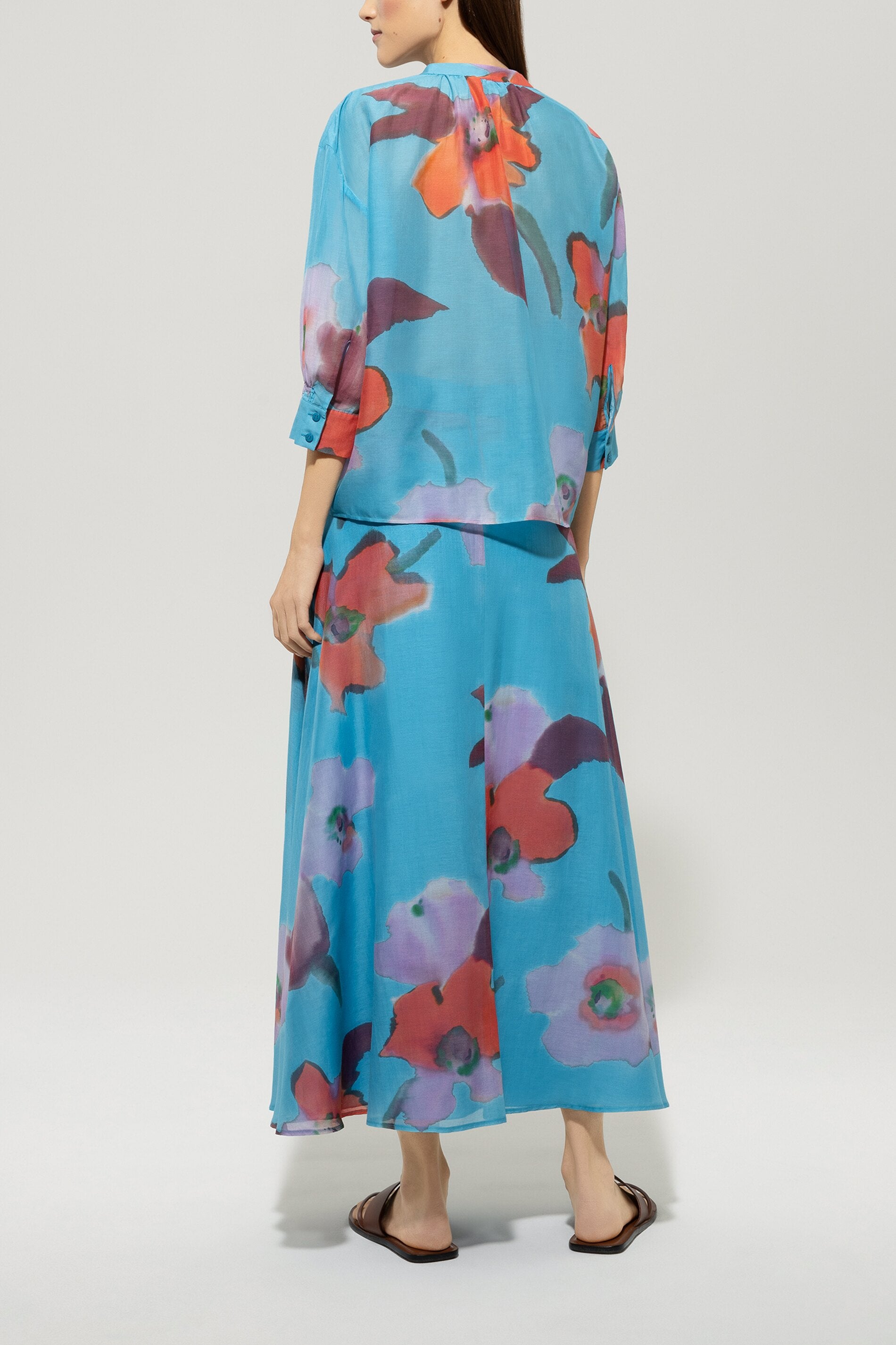 Bahnenrock mit Hibiskus-Print-Kleider & Röcke-Luisa Cerano-ARCHIVIST