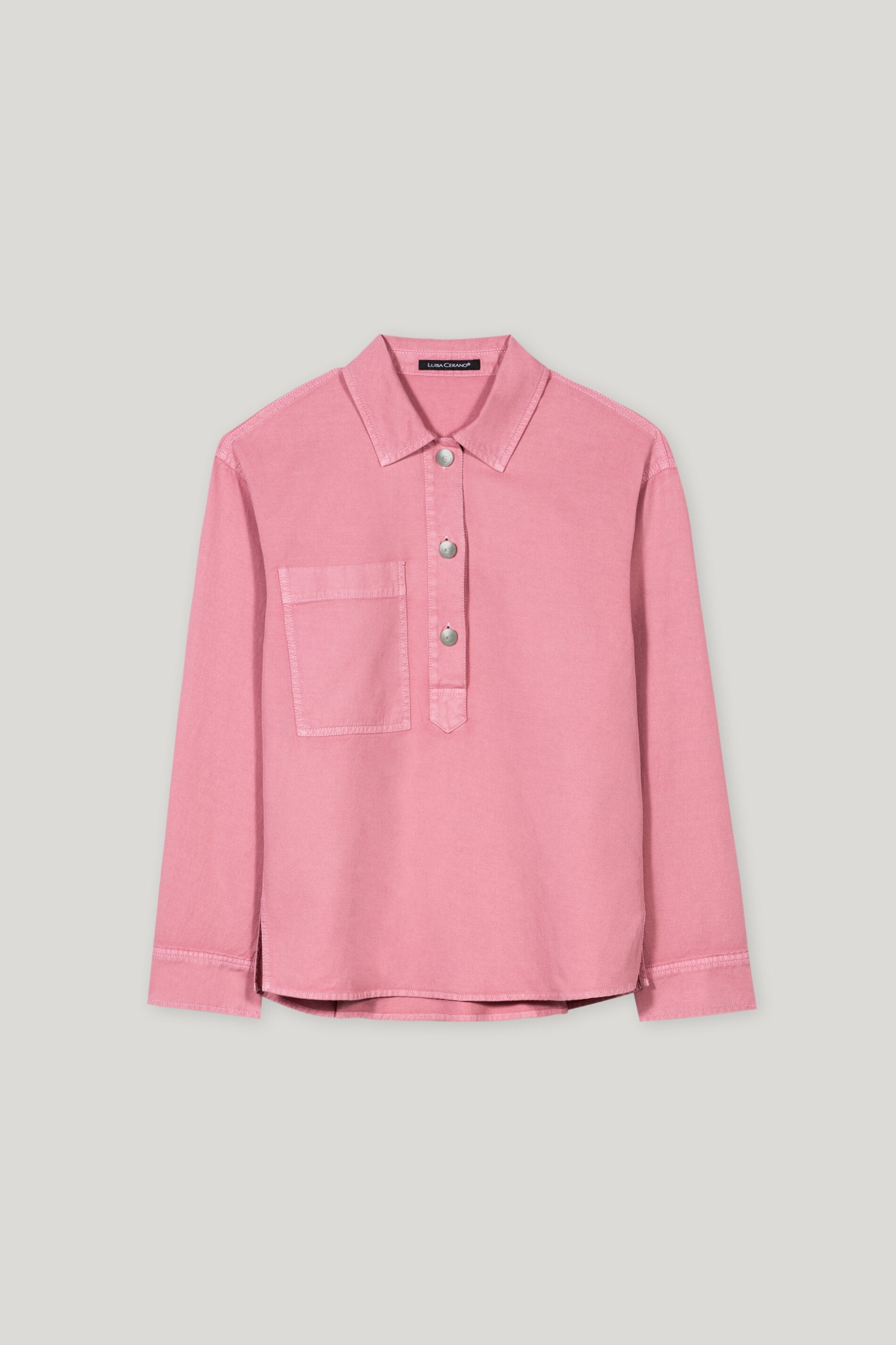 Denim-Bluse aus Leinen-Mix