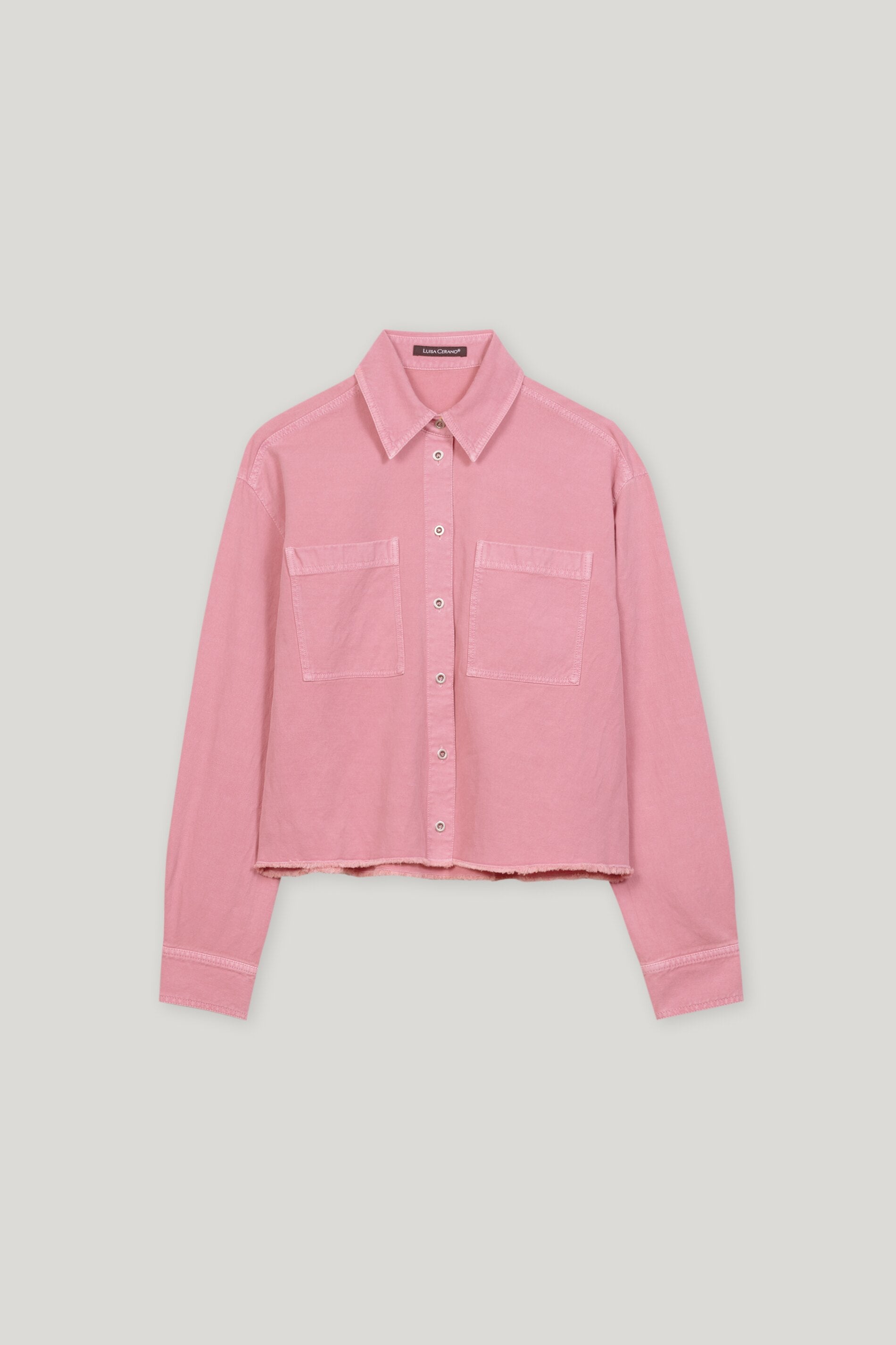 Denim-Bluse aus Leinen-Mix