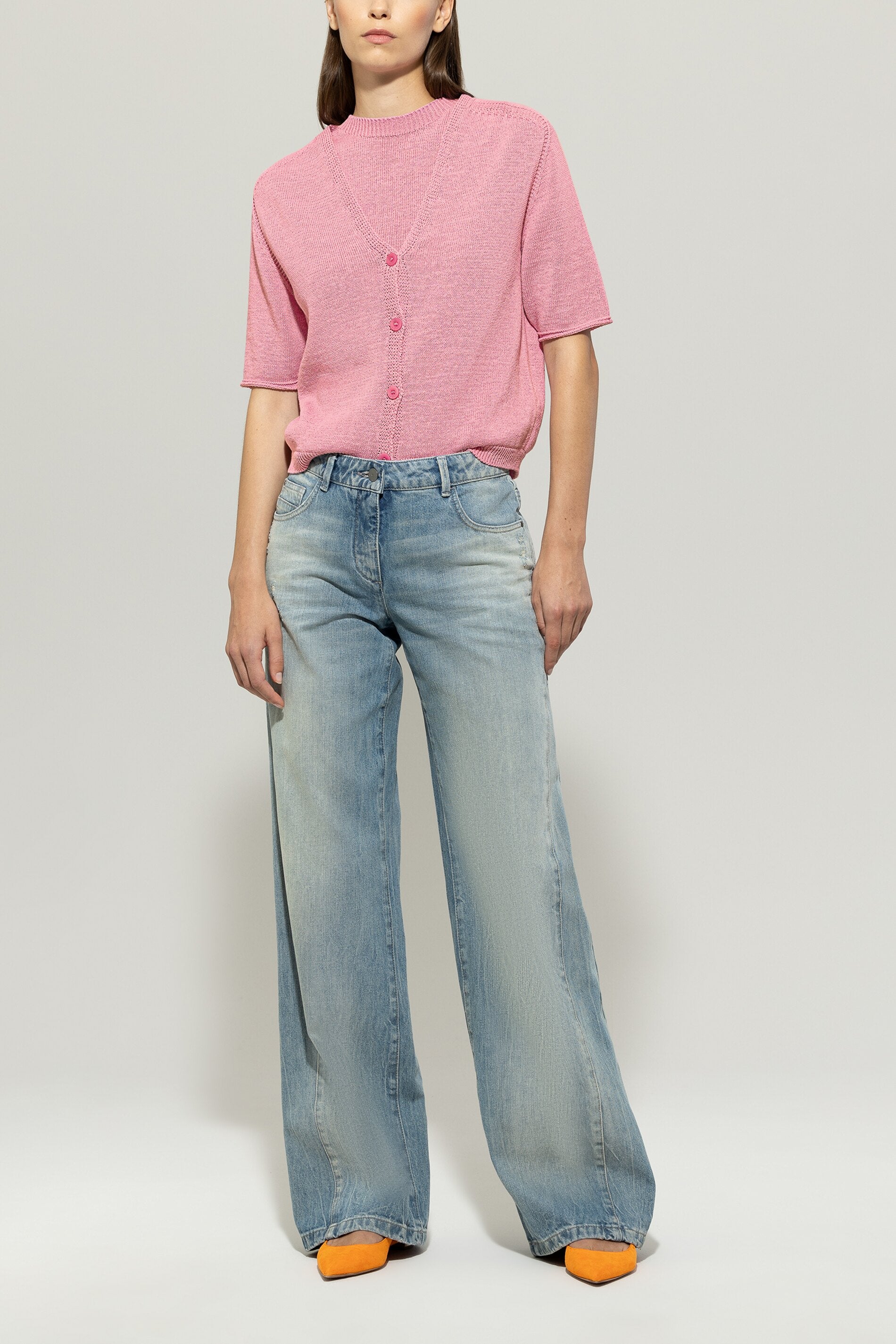 Cardigan aus Leinen-Mix