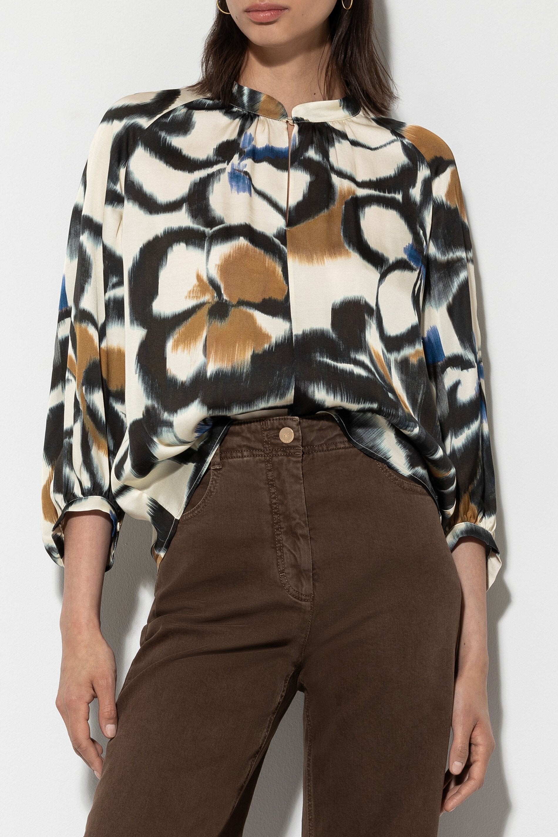 Satin-Bluse mit Flower-Print