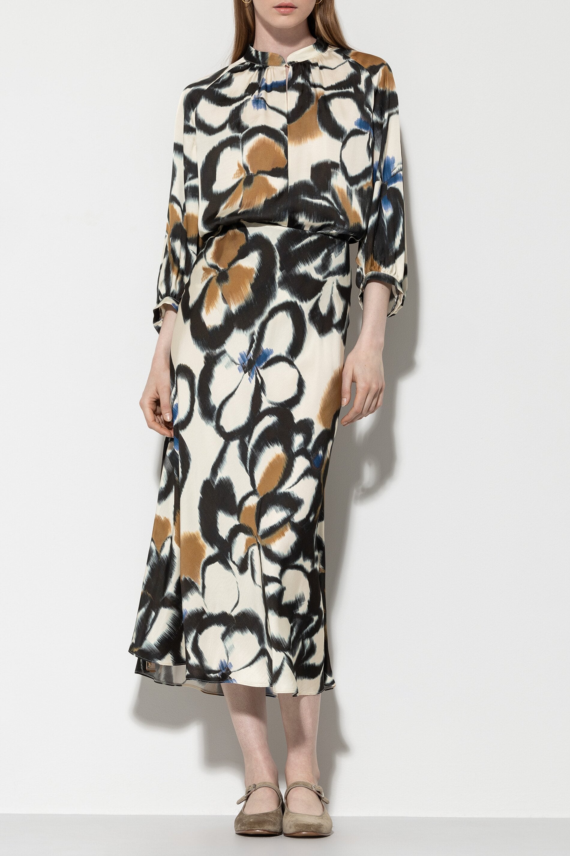 Satin-Rock mit Flower-Print