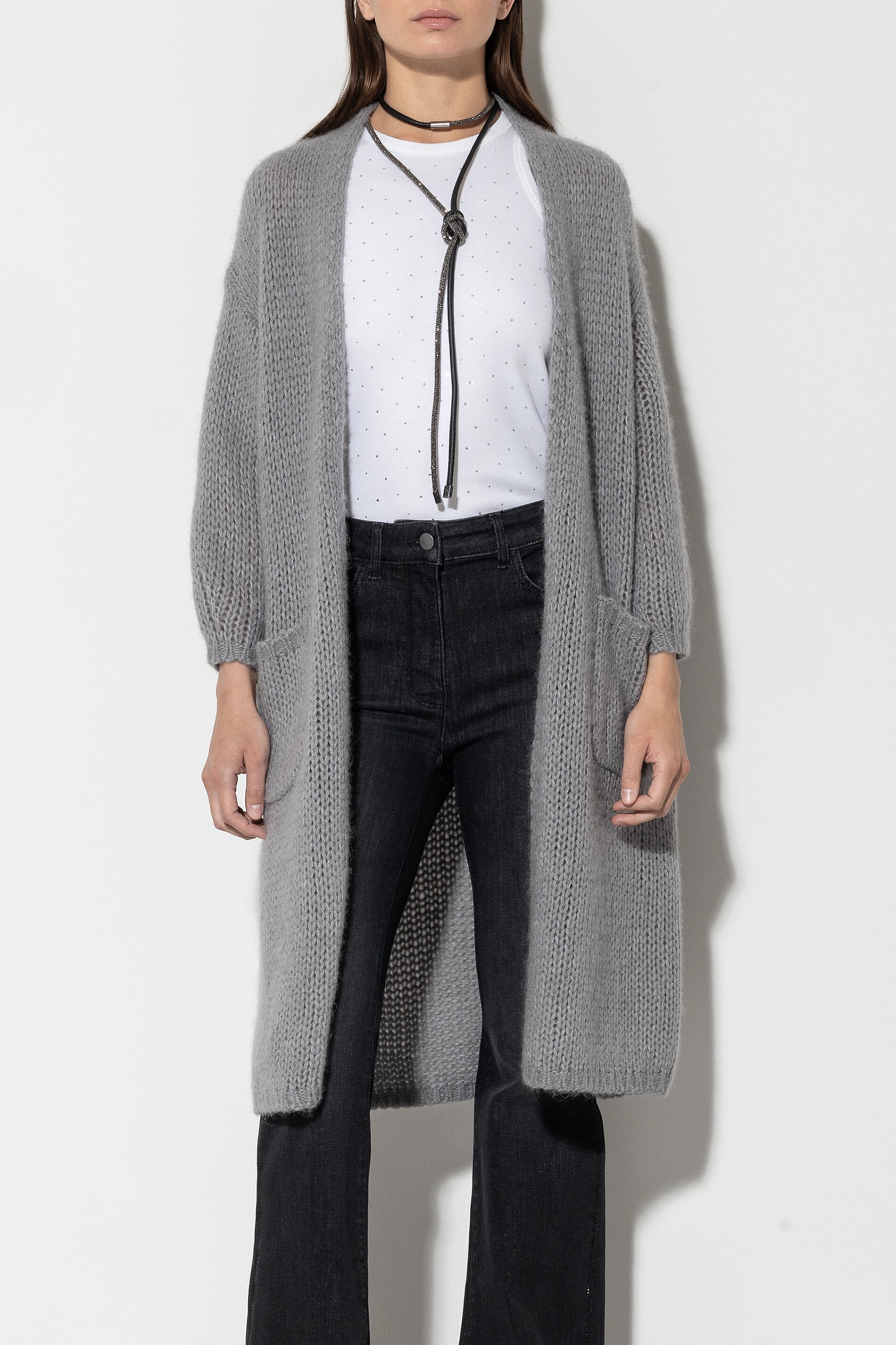 Longcardigan aus Alpaka-Mix