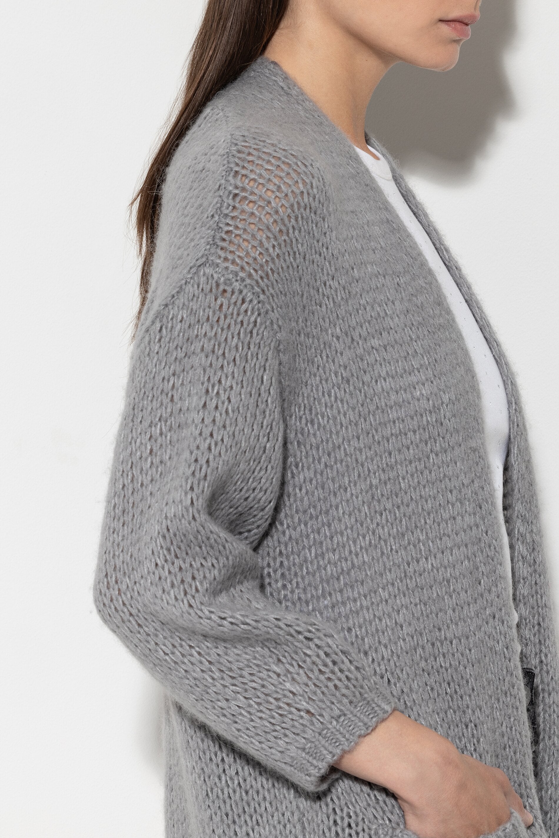 Longcardigan aus Alpaka-Mix