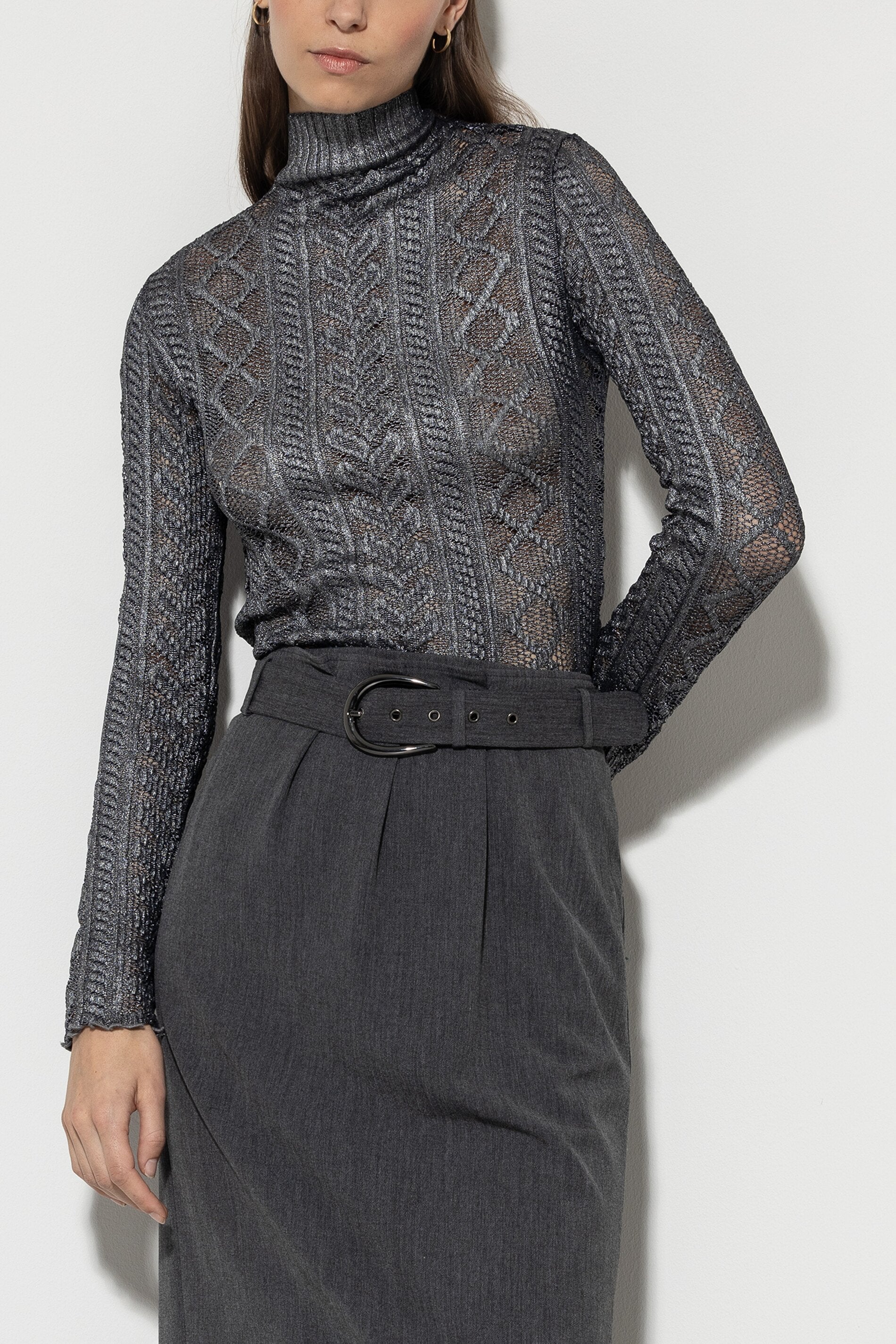 Rollkragenshirt aus Spitze