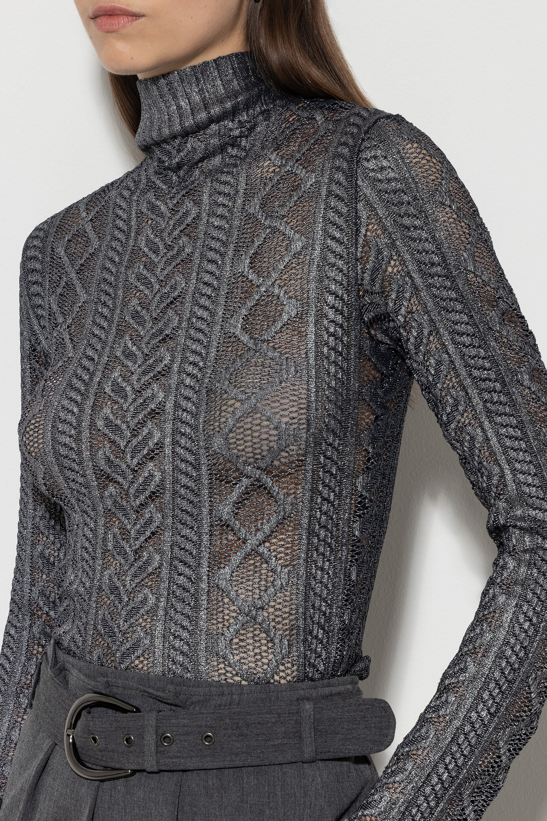 Rollkragenshirt aus Spitze