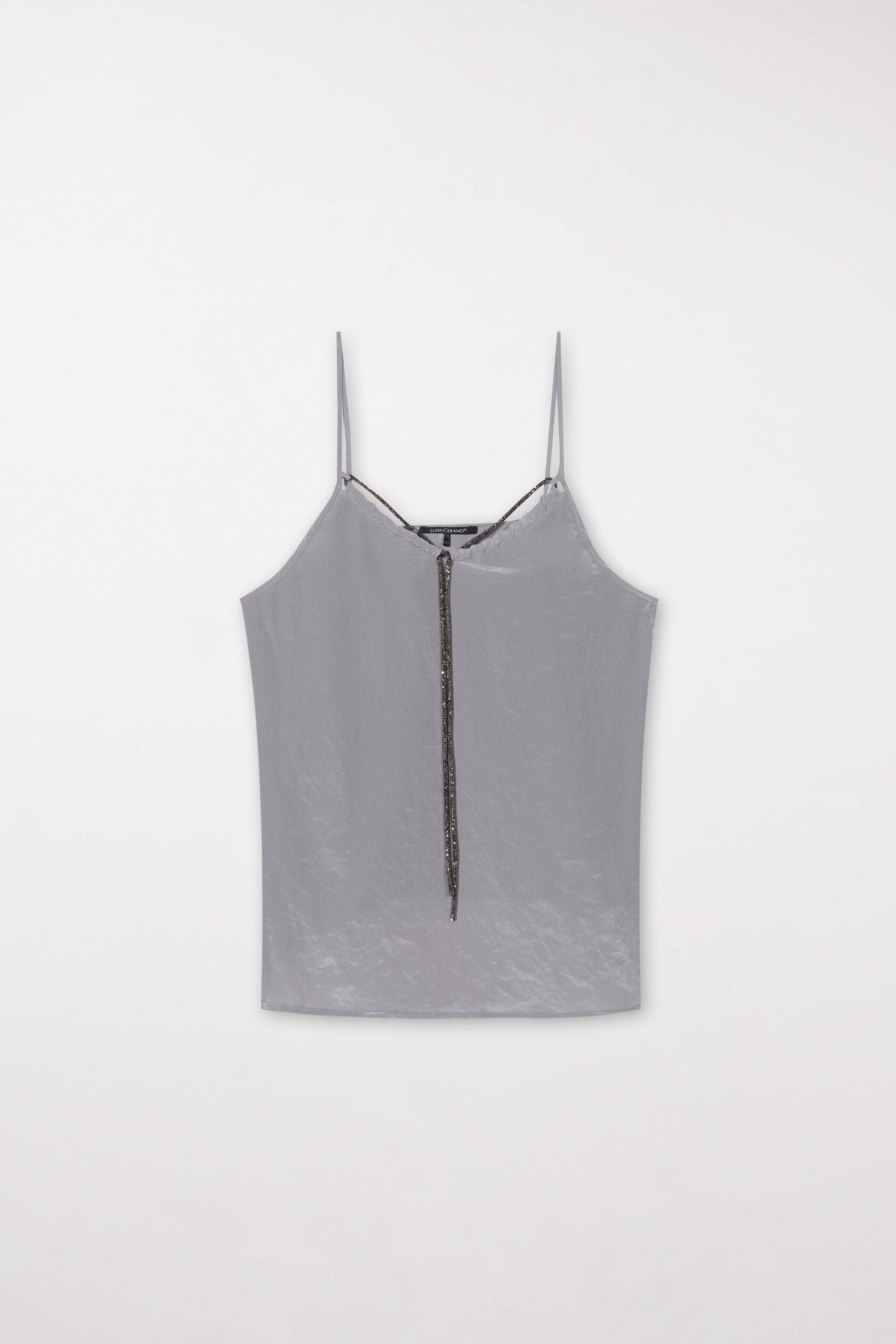 Spaghetti-Top mit Strasskordel