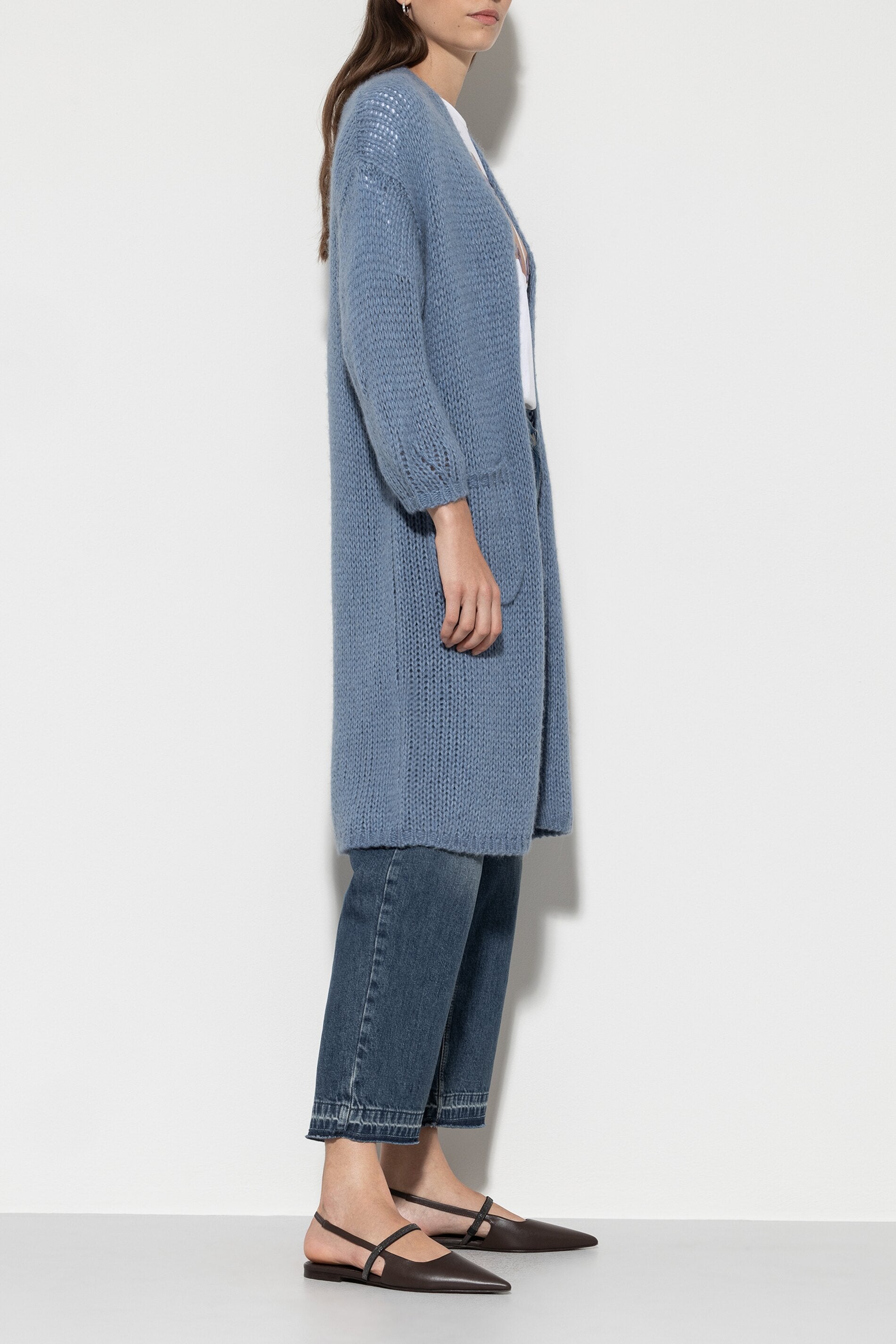 Long cardigan made from alpaca mix