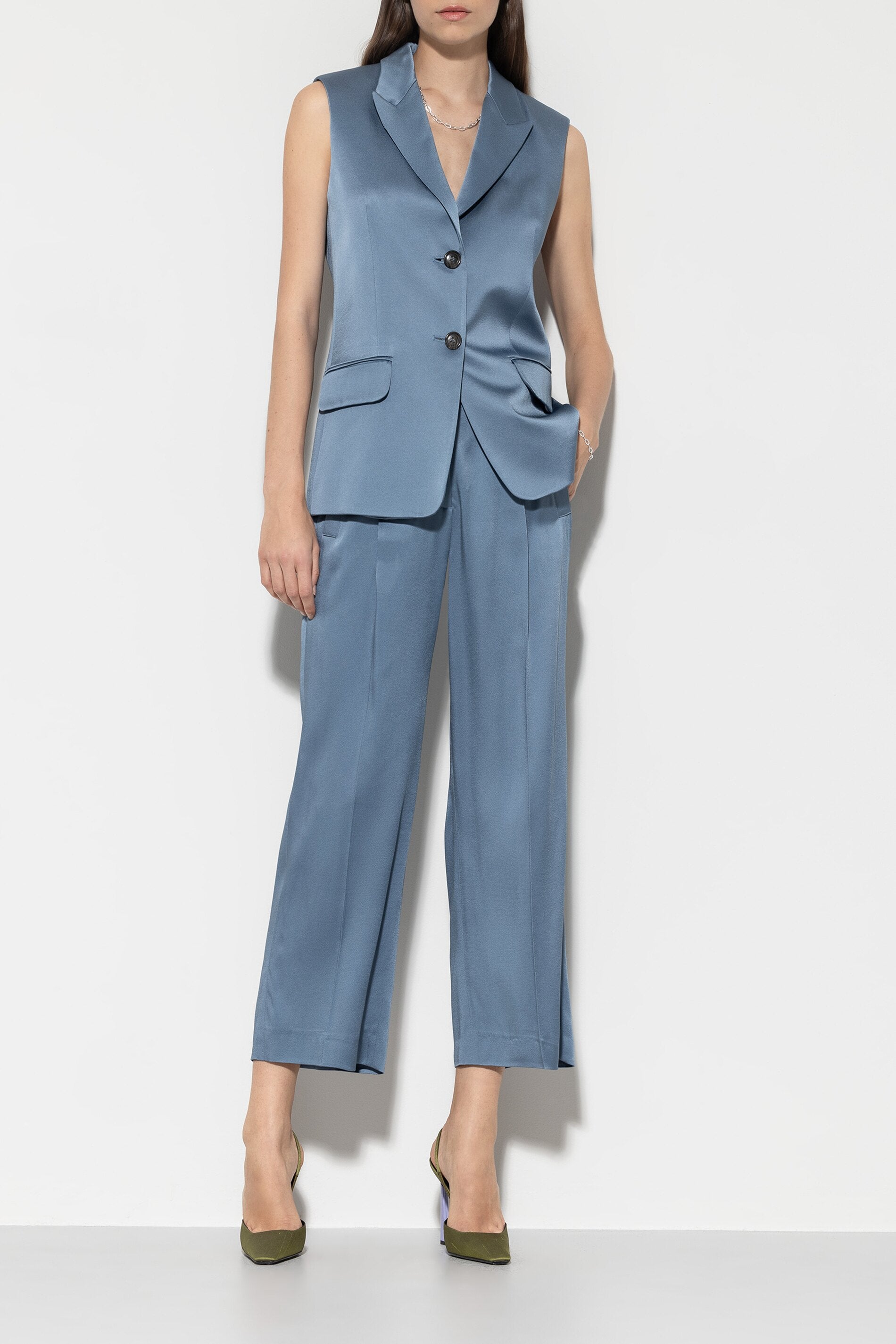 Satin wide-leg pants