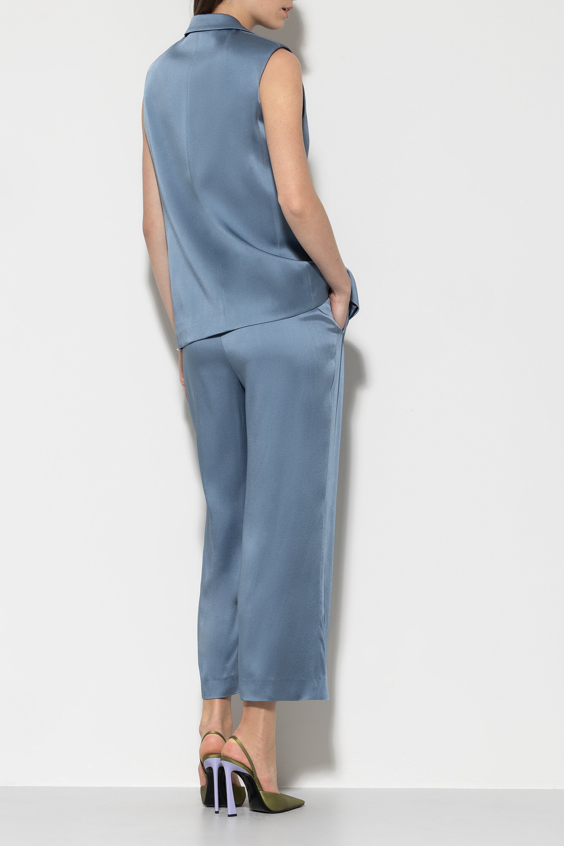 Satin wide-leg pants