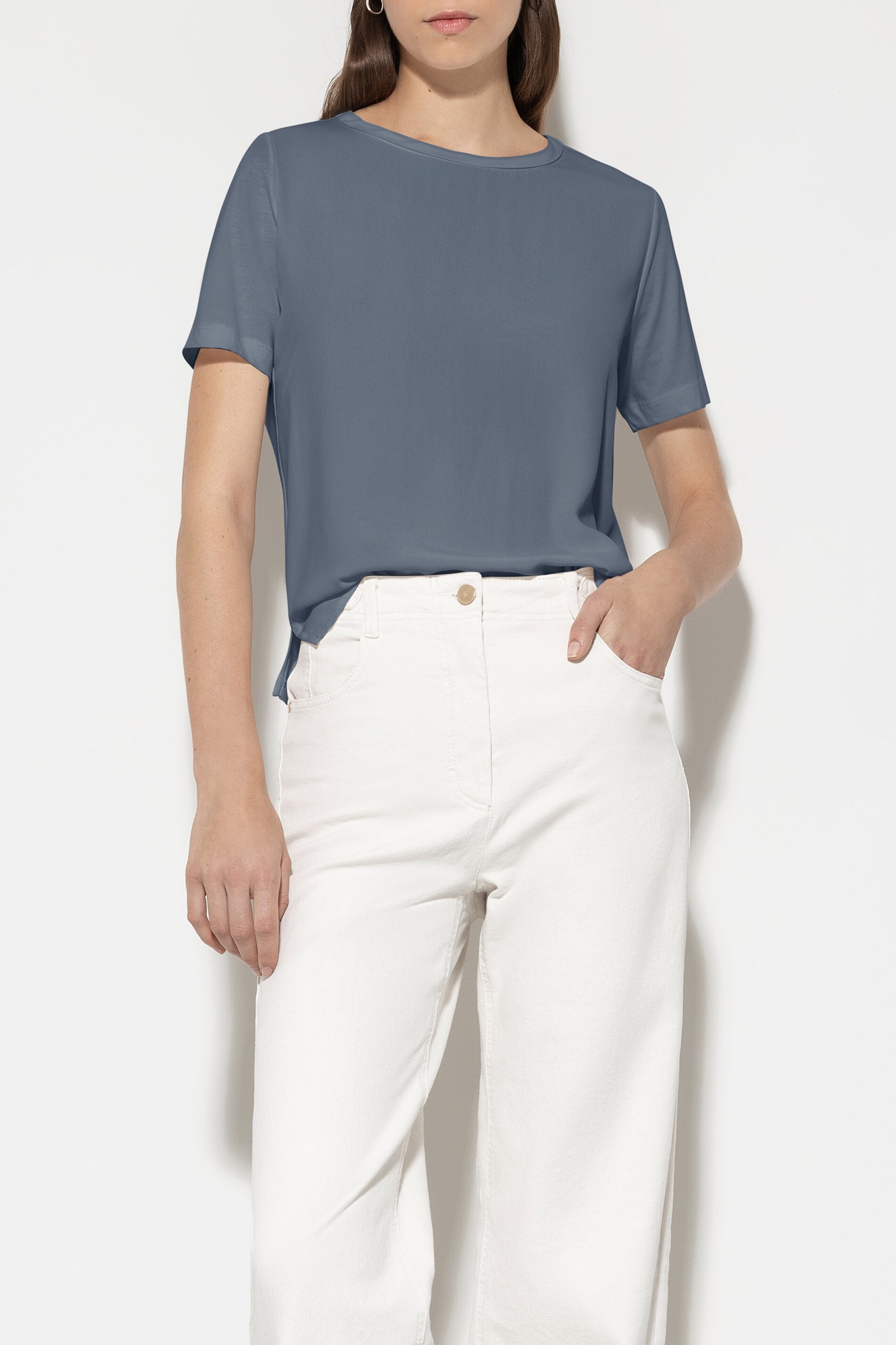 T-Shirt aus Seiden-Mix