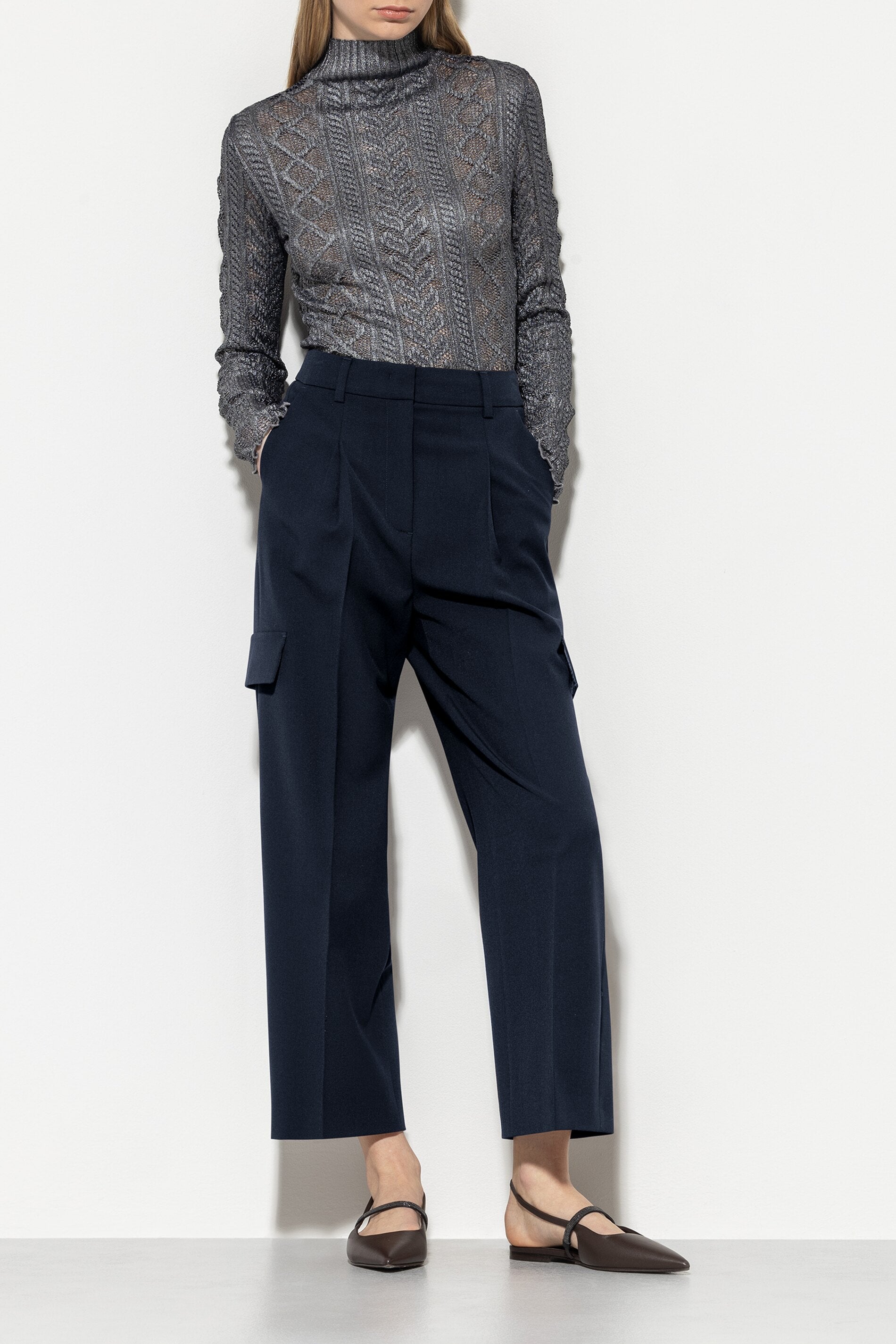 Cargo pants with pleats