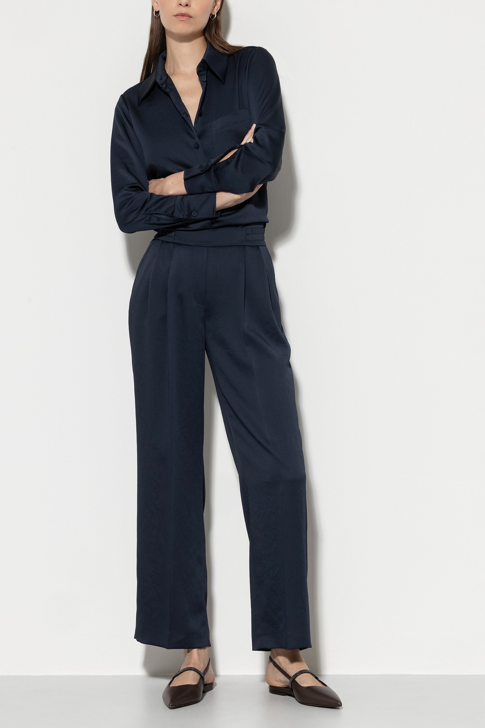 Wideleg-Pants mit Bundfalte