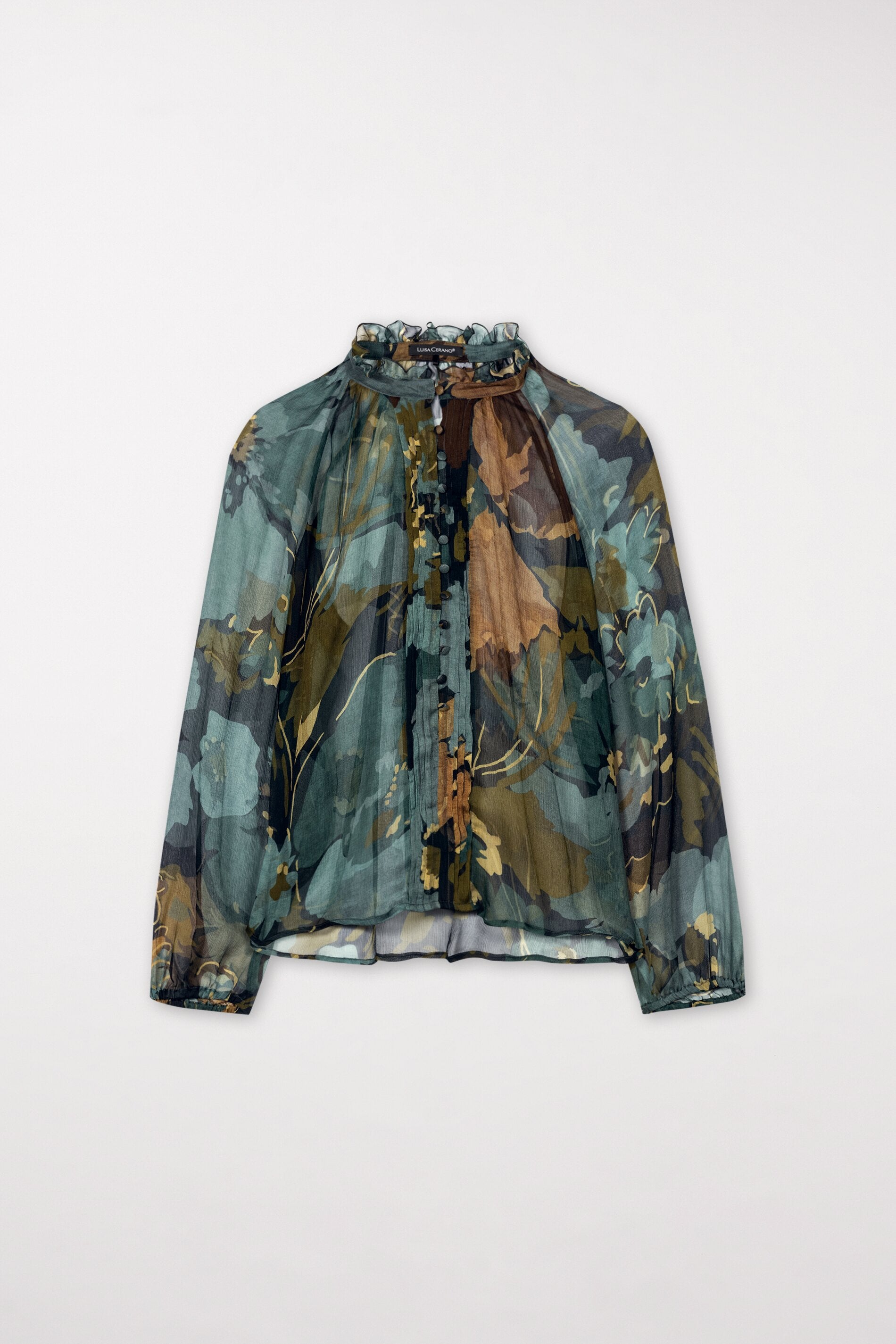 Pleated blouse with flower print