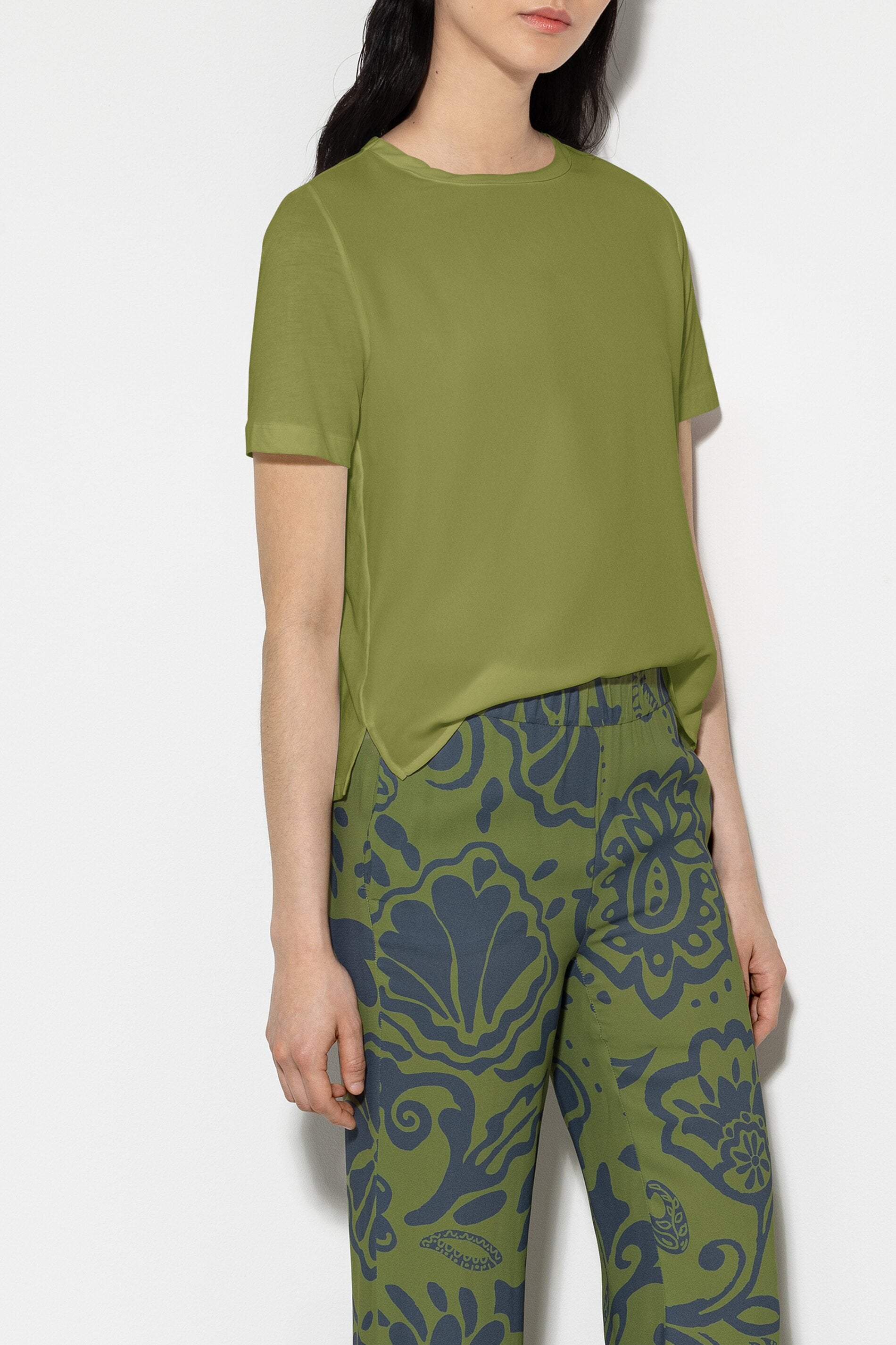 T-Shirt aus Seiden-Mix