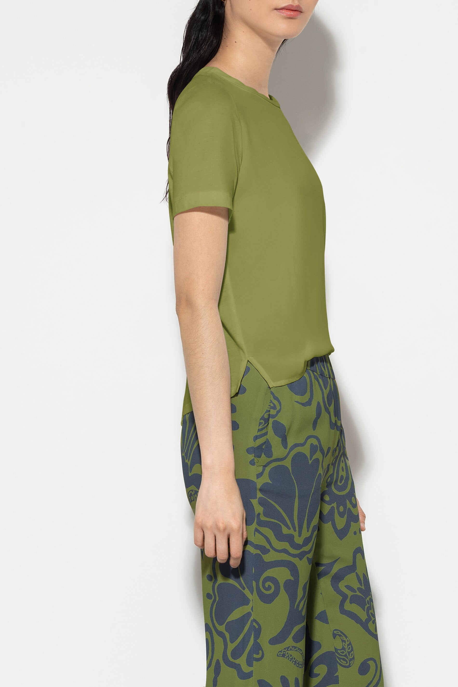 T-Shirt aus Seiden-Mix