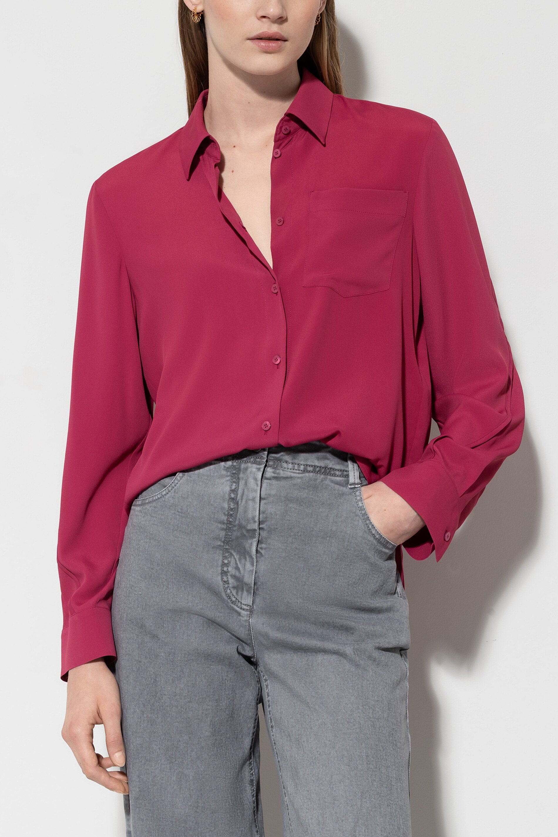 Hemdbluse aus Seiden-Mix