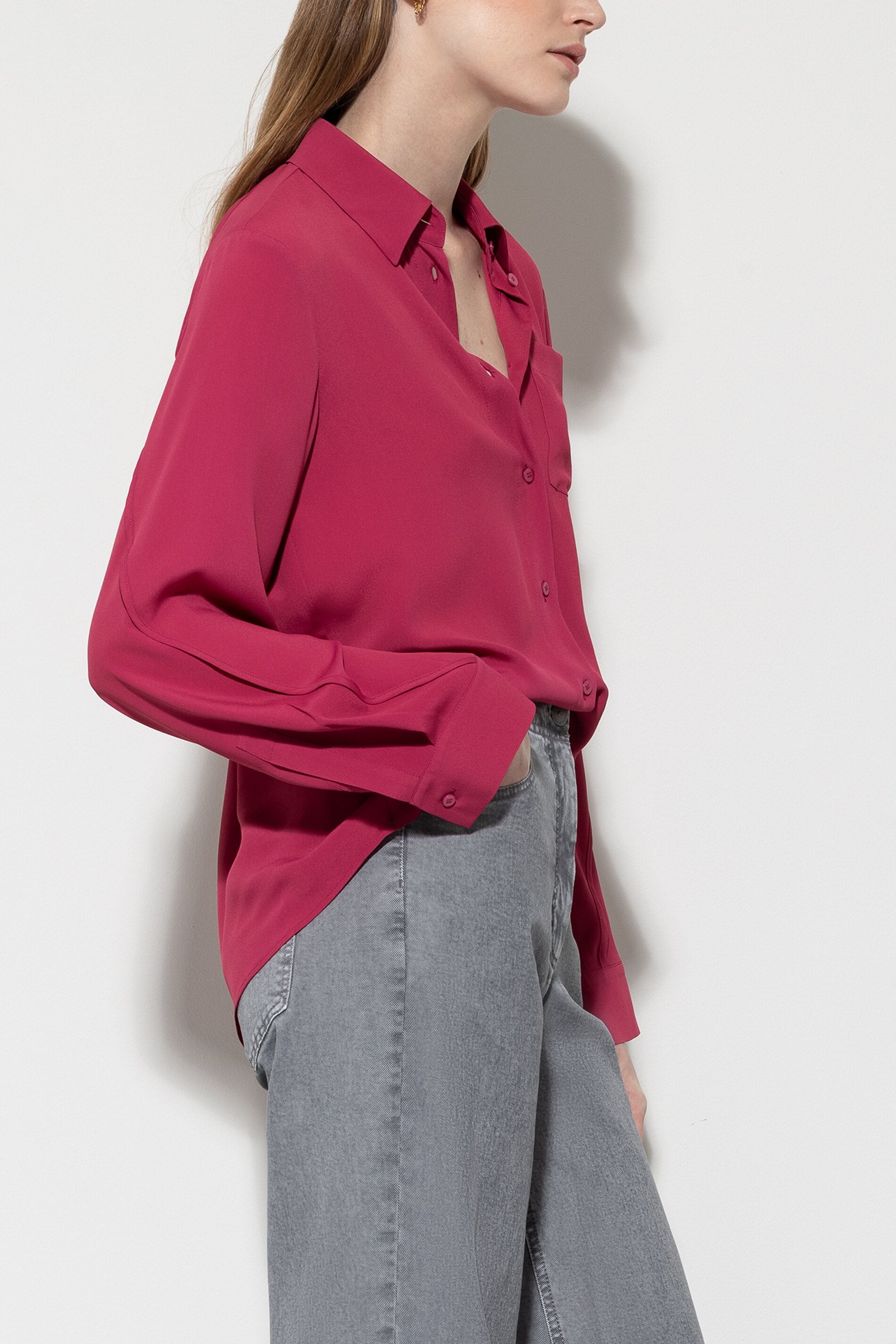 Hemdbluse aus Seiden-Mix