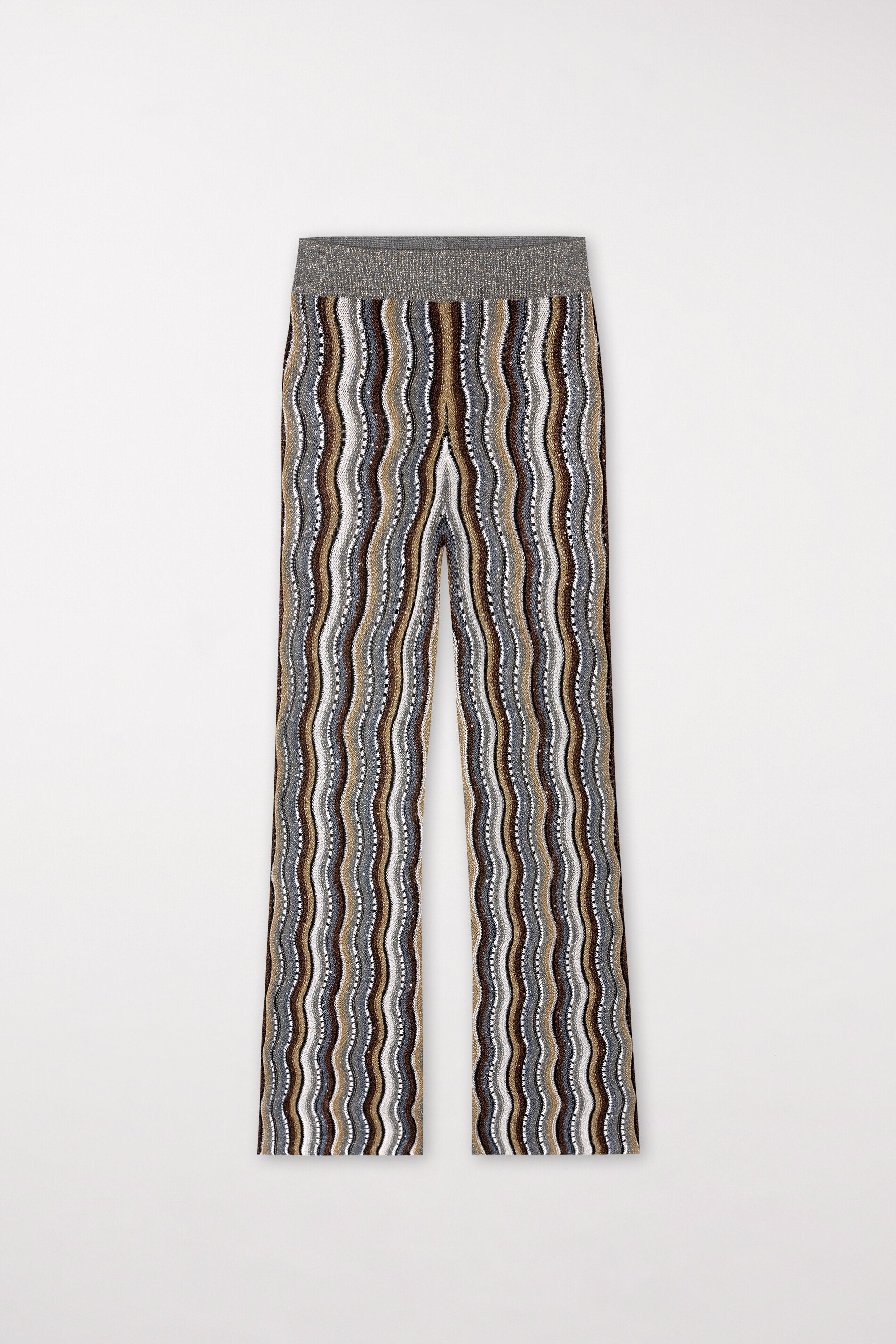 Knit trousers with fancy stripes