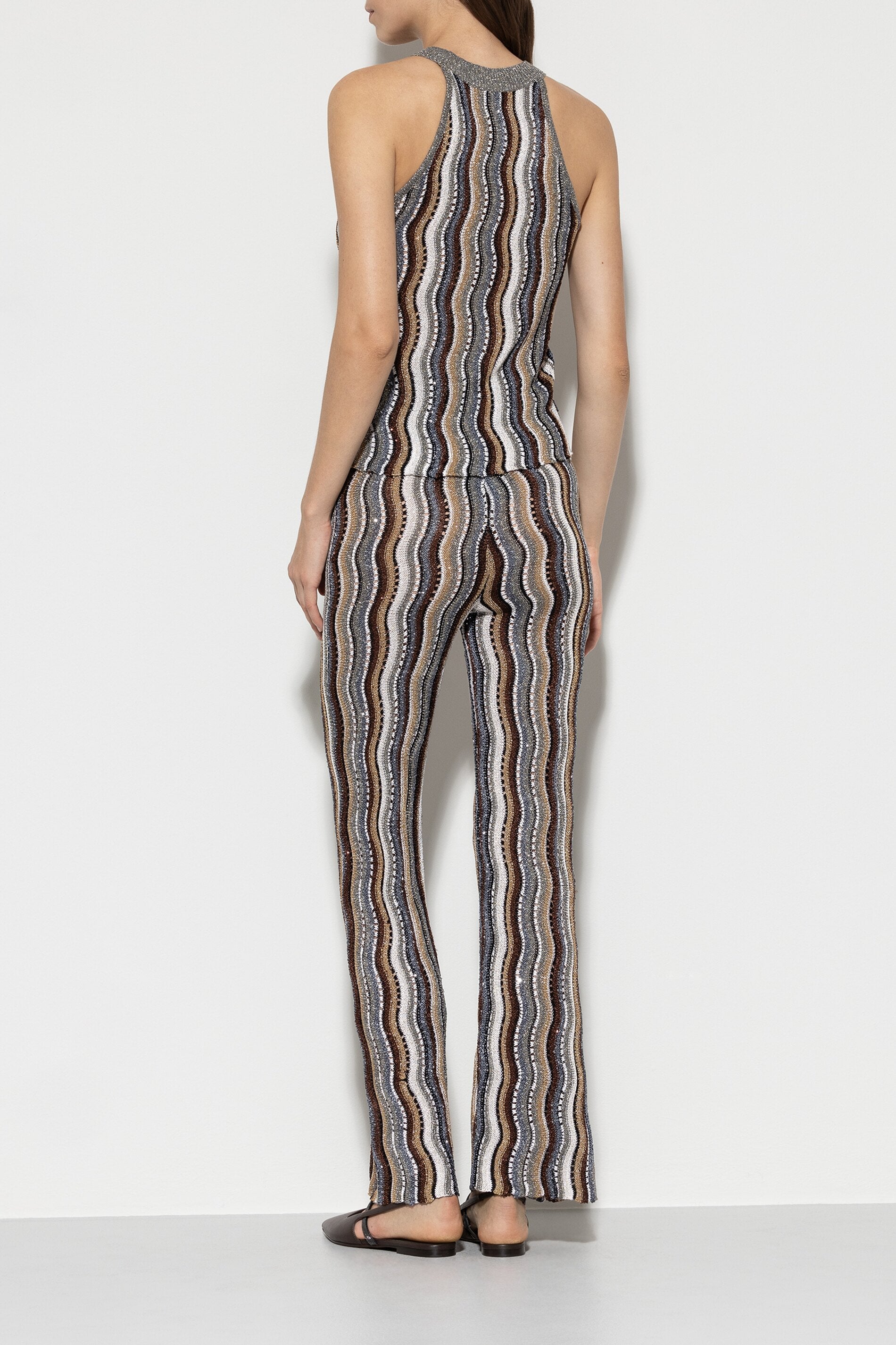 Knit trousers with fancy stripes