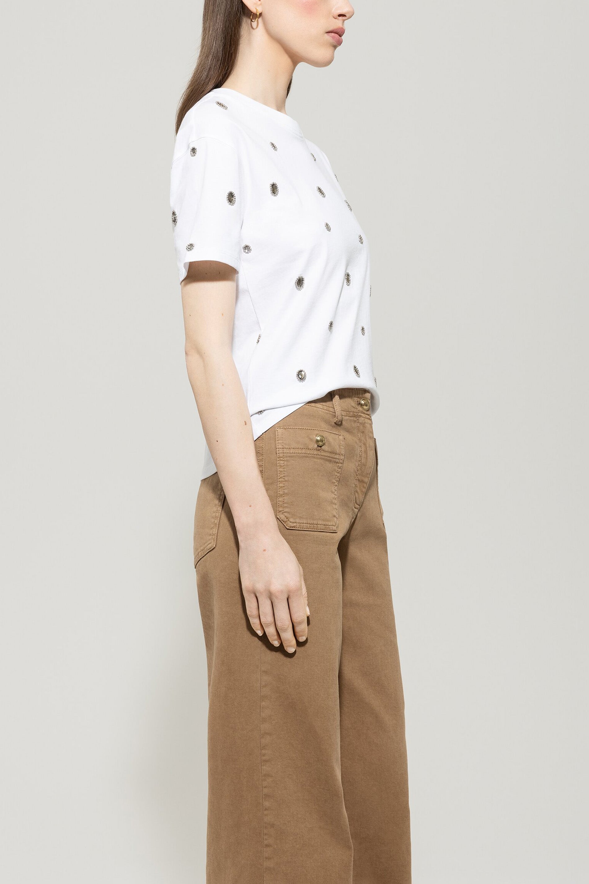 T-Shirt mit Perlendetails