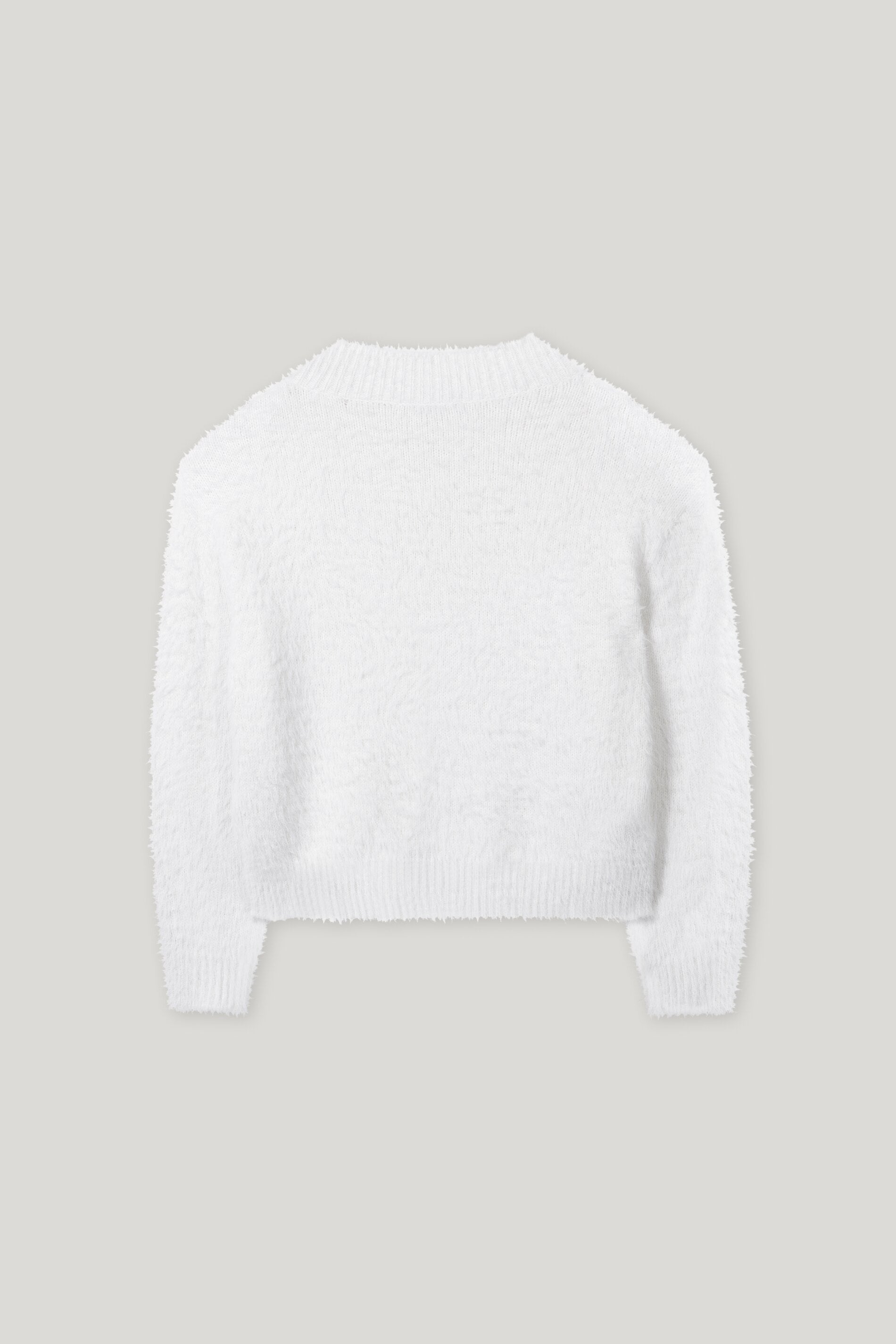 V-Neck-Pullover in Fell-Optik