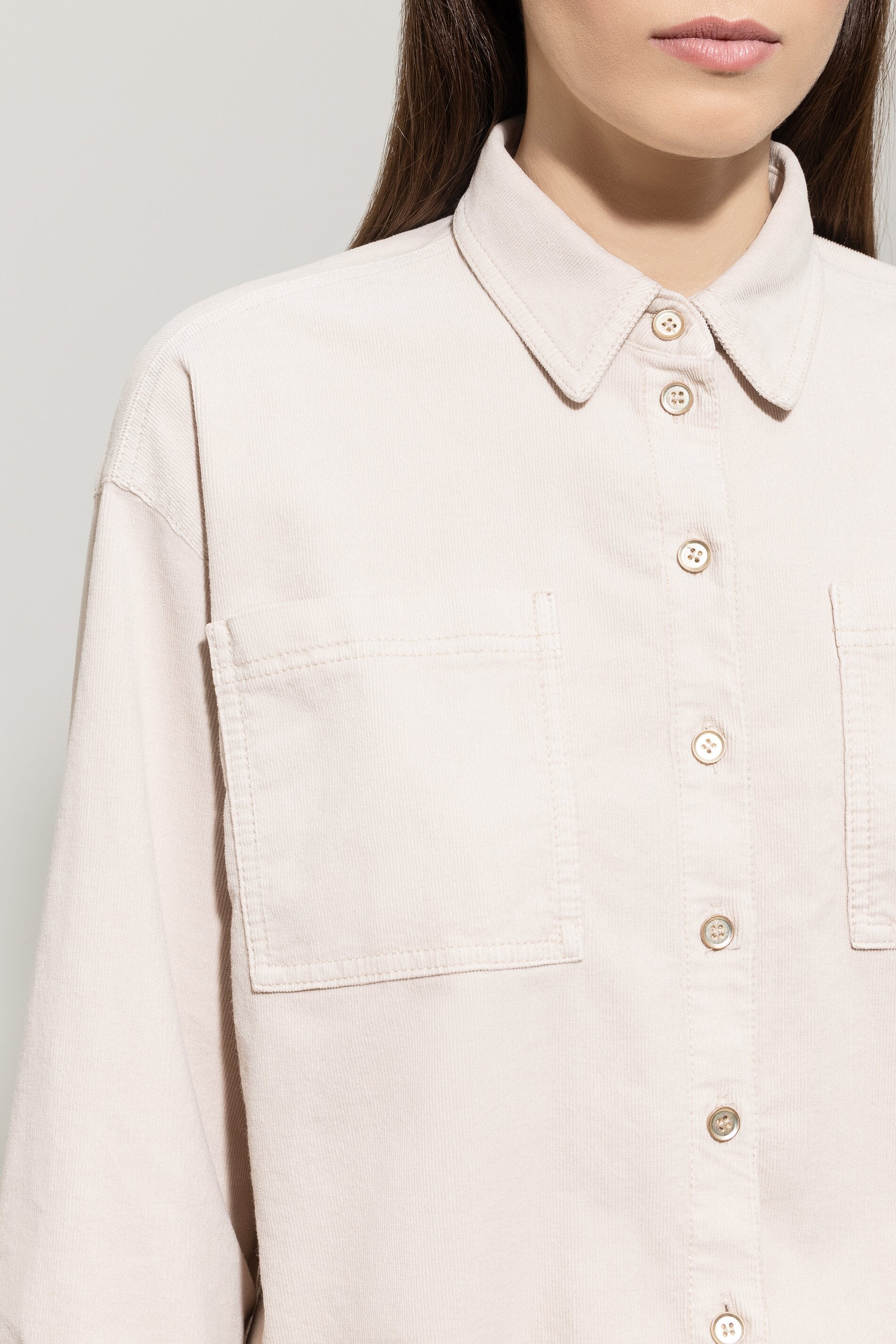 Cord-Hemd mit Fransendetails