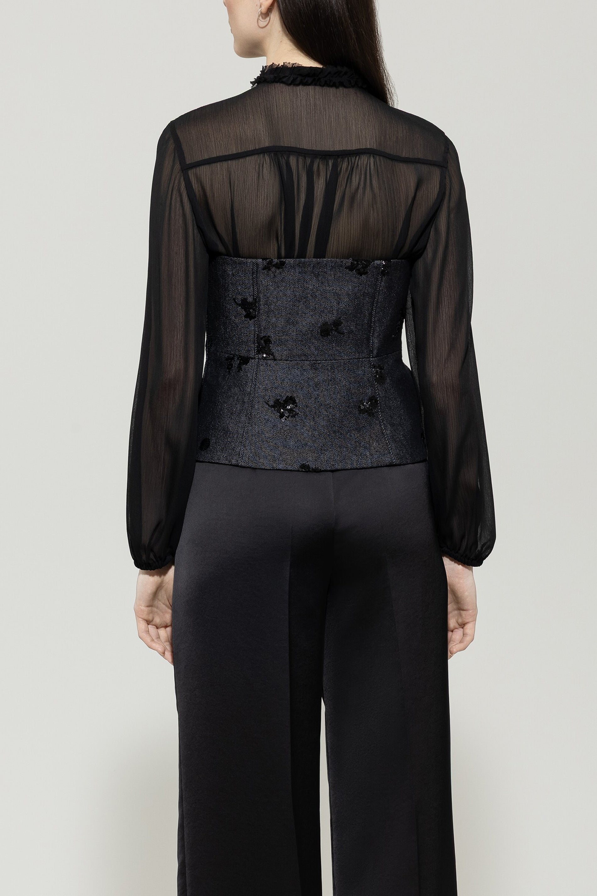 Pailletten-Denim-Corsage